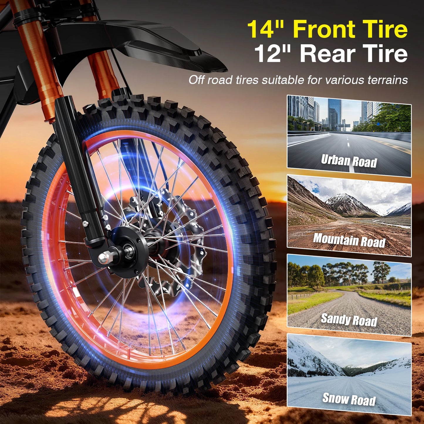 Off Road Electric Motorcycle 3000W 48V Lithium Battery Brushless Bike
