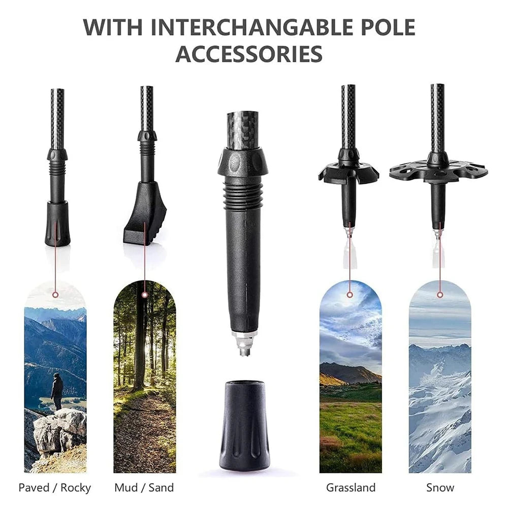 Naturehike Carbon Fiber Trekking Poles 2 Pack Telescopic Sticks