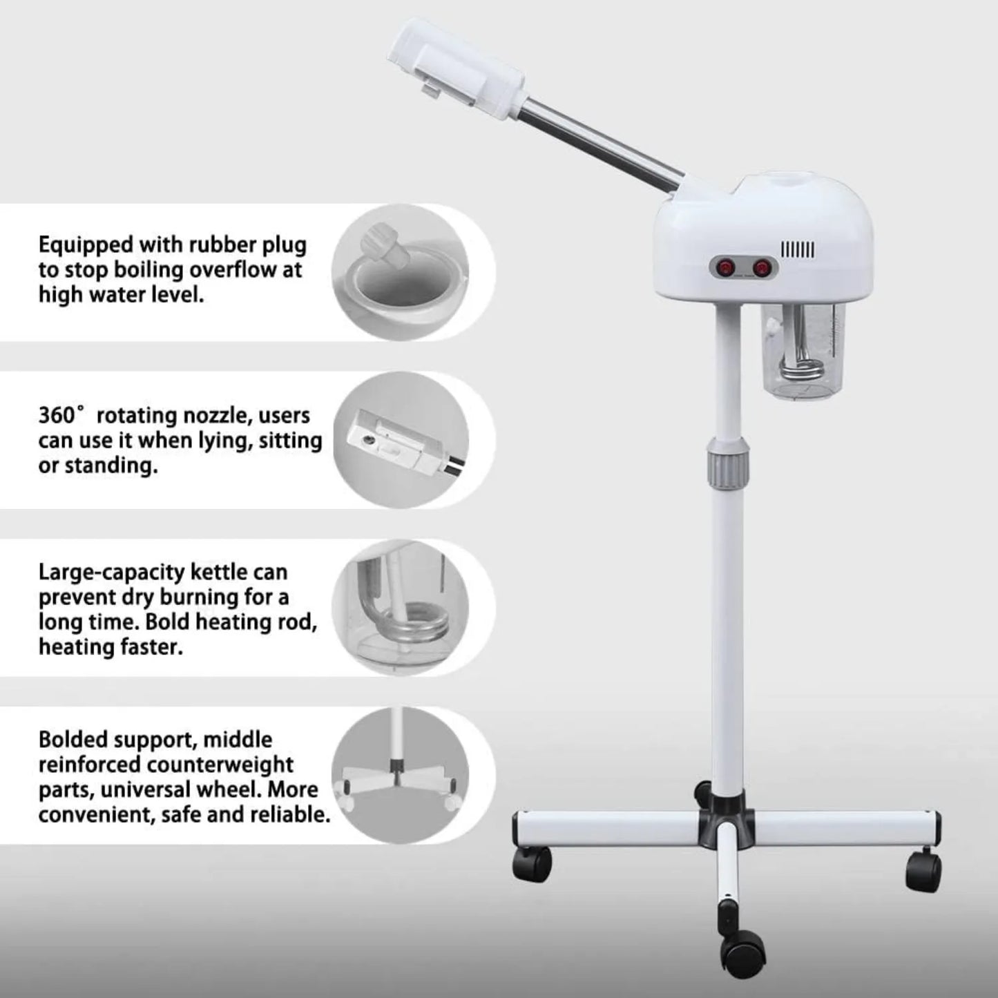 Bymaocar Facial Steamer With 360 Degree Rotating Nozzle