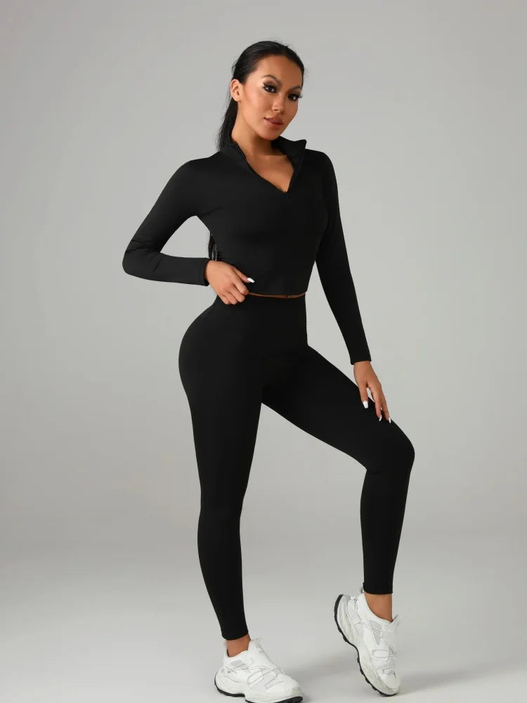 Women's Yoga Set Knit Polyester Fitted Performance Workout Wear