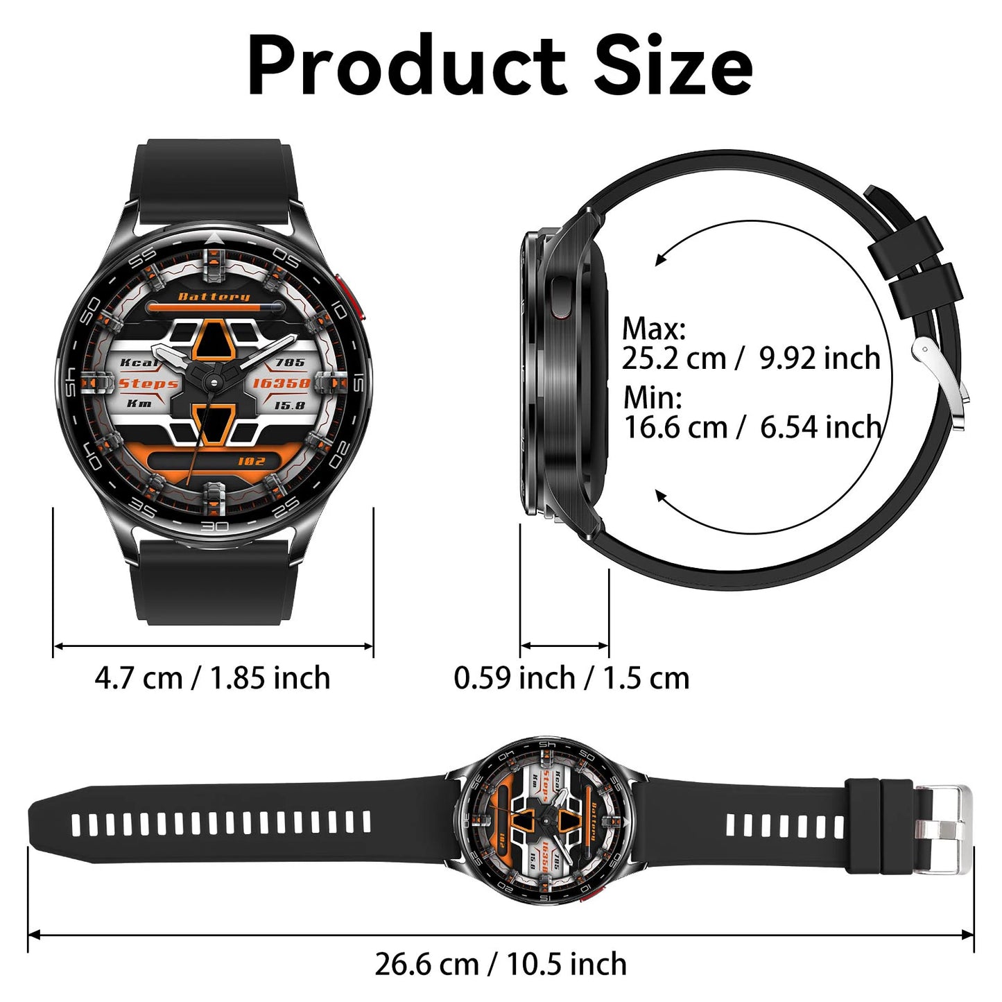 EIGIIIS Smart Watch With Earbuds Bluetooth Fitness Heart Rate Tracker