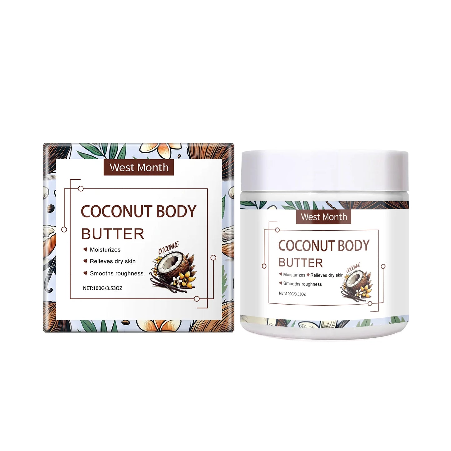 West&Month Coconut Body Butter Cream Nourishing Moisturizer