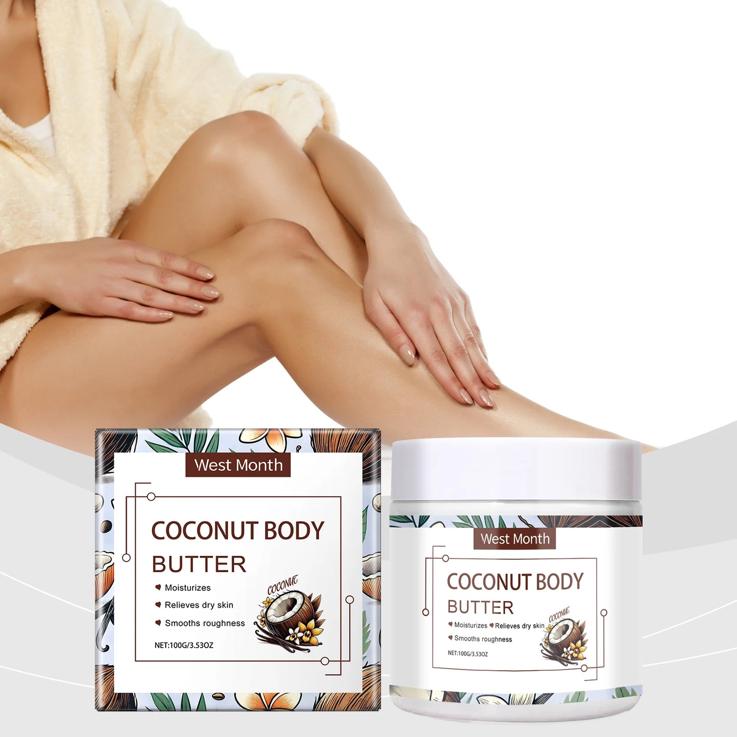 West&Month Coconut Body Butter Cream Nourishing Moisturizer