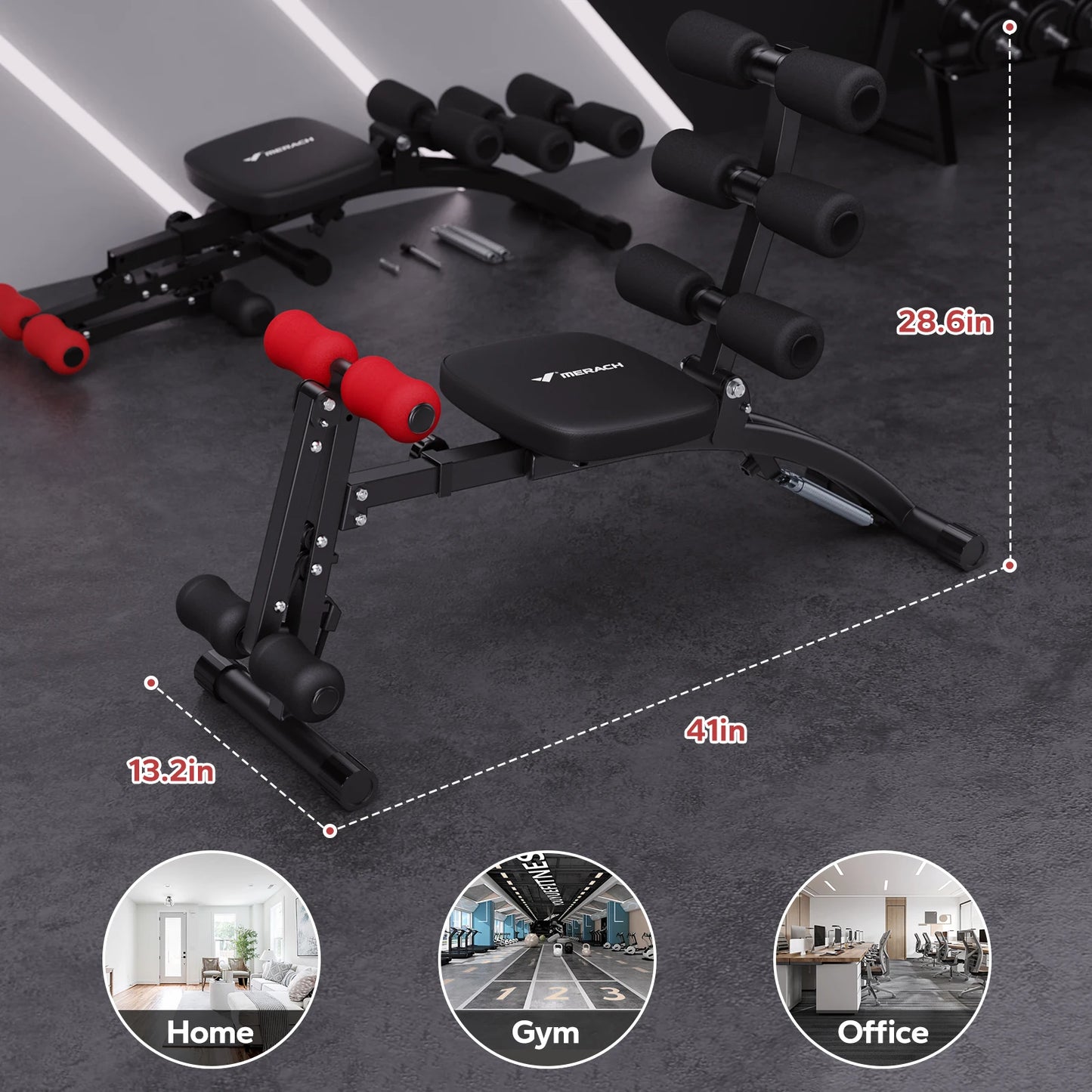 MERACH Ab Machine Multifunctional Adjustable Ab Trainer Bench
