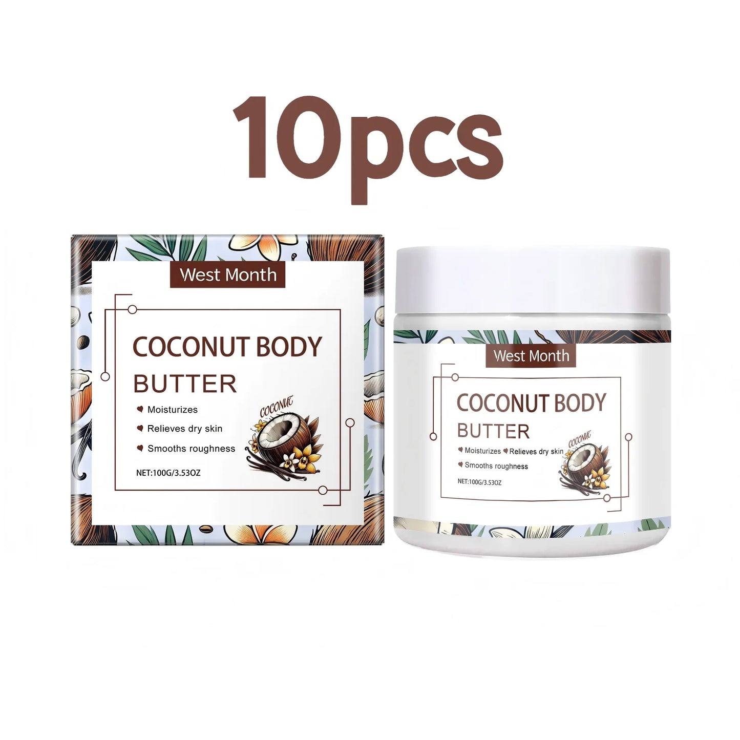 West&Month Coconut Body Butter Cream Nourishing Moisturizer