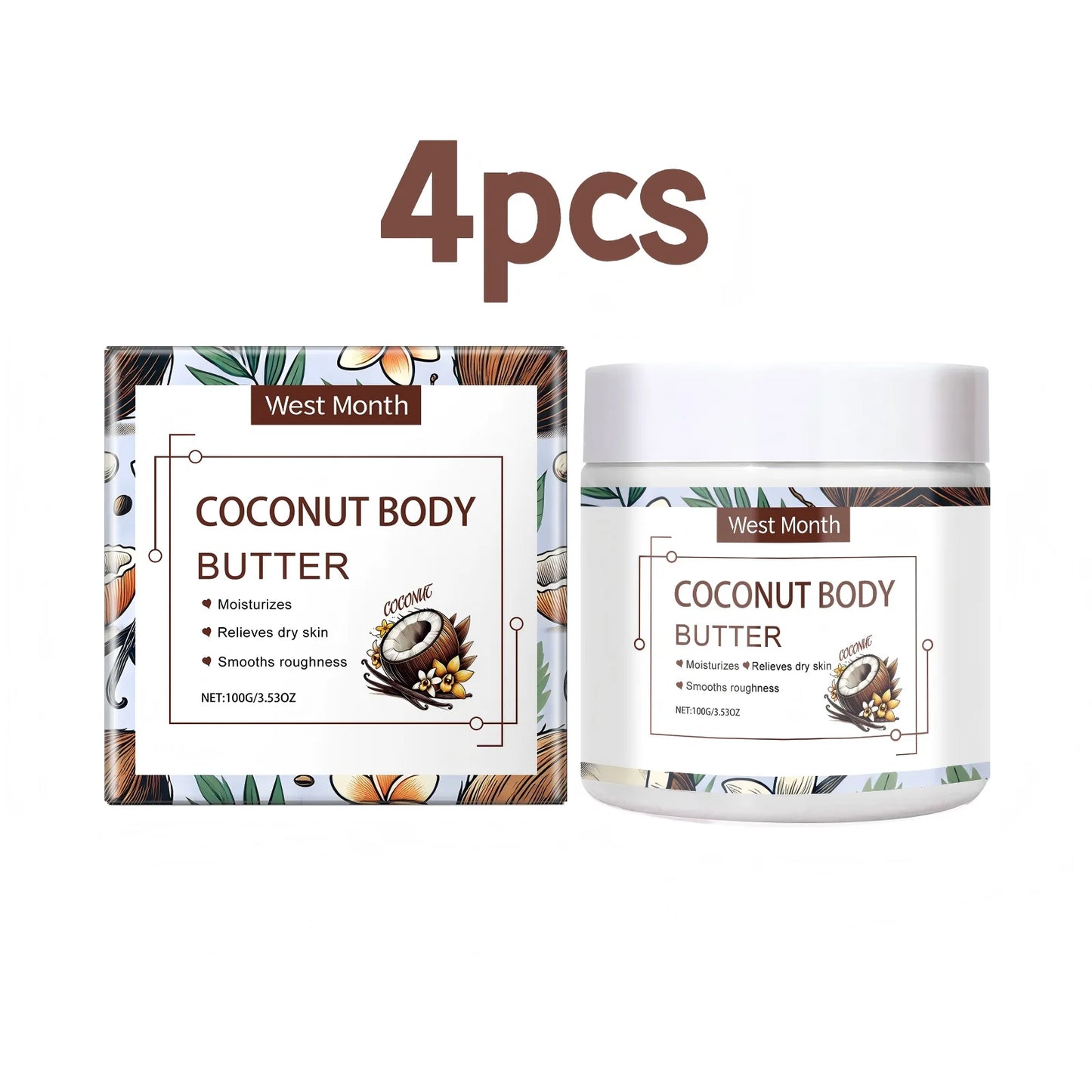 West&Month Coconut Body Butter Cream Nourishing Moisturizer