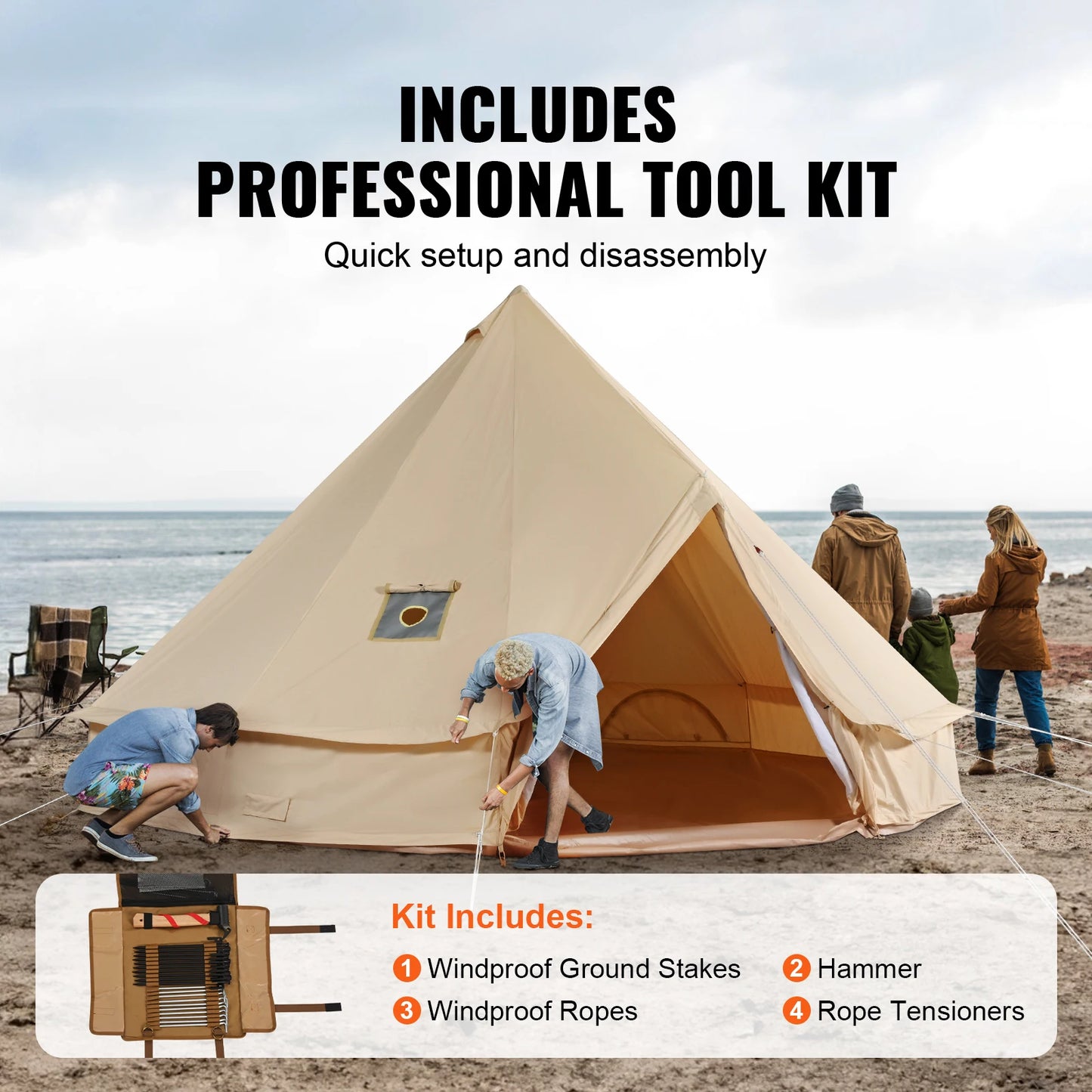 SucceBuy Canvas Bell Tent for Camping Breathable With Stove