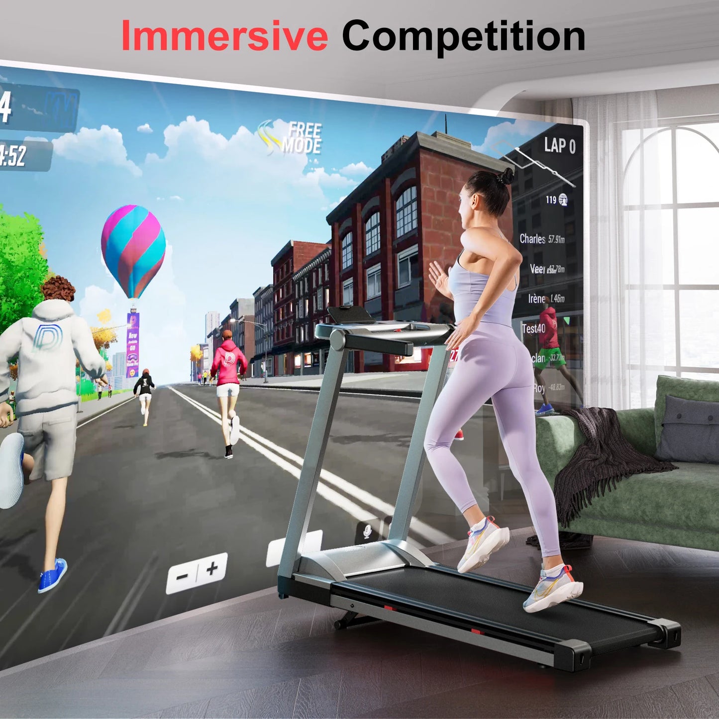 Superun 3.5HP Foldable Incline Treadmill With Touch Screen App