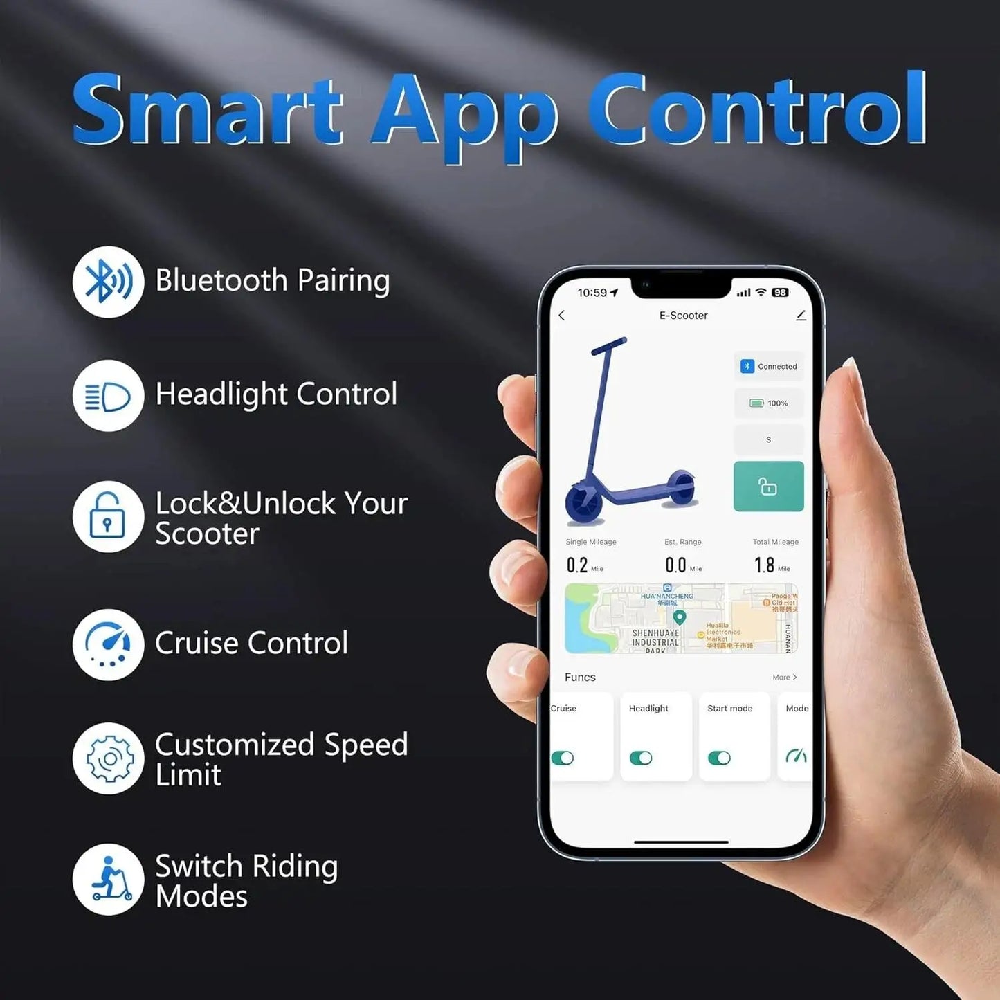 AOVOPRO ESMAX Electric Scooter 500W Folding Smart App 28 Miles