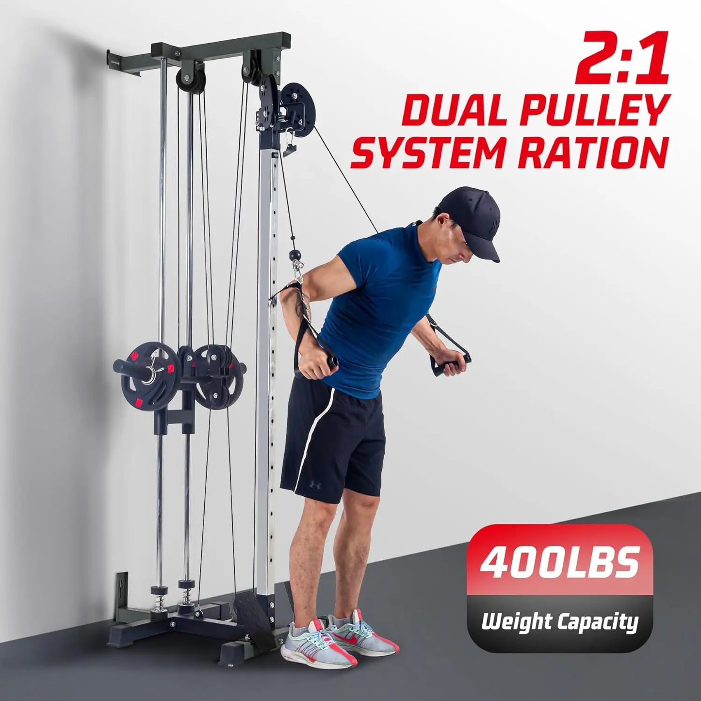 HiMISS Wall Mount Cable Machine LAT Pulldown 20-Position Pulley
