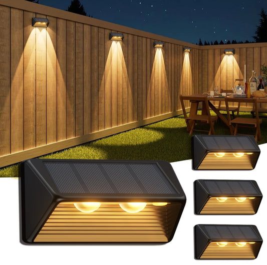 KPSTEK Solar Fence and Step Lights LED for Outdoors Yards