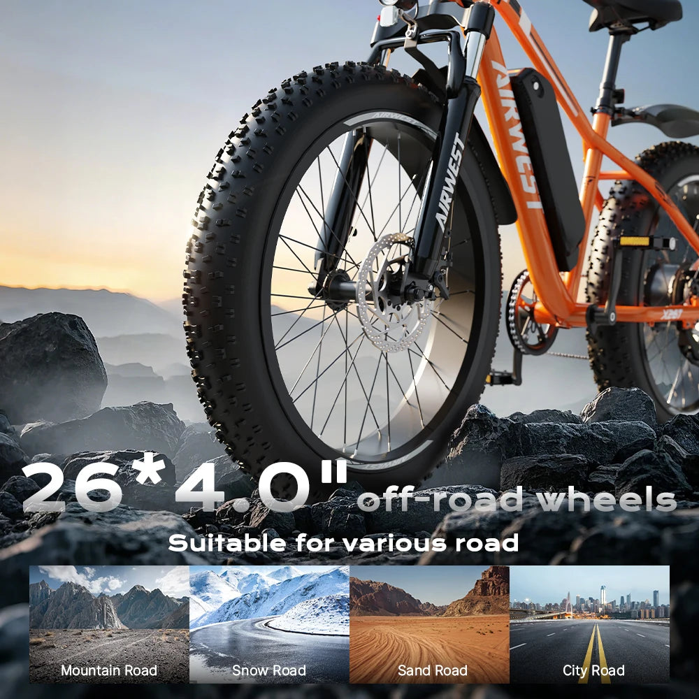 NONEM X26T Fat Tire Electric Mountain Bike 750W Peak 48V