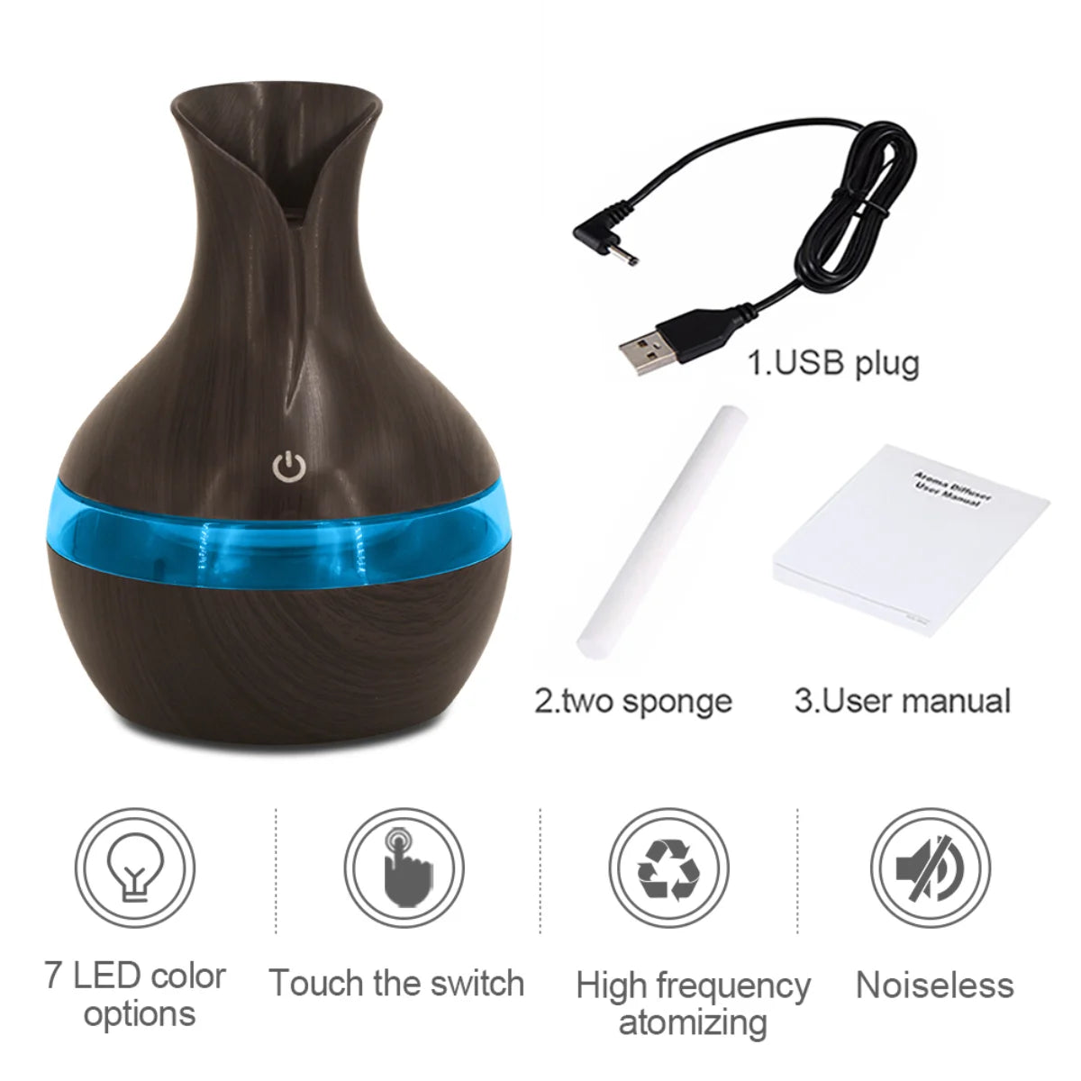 LISM 2 Pack Essential Oil Diffuser Ultra Quiet Humidifier USB Powered