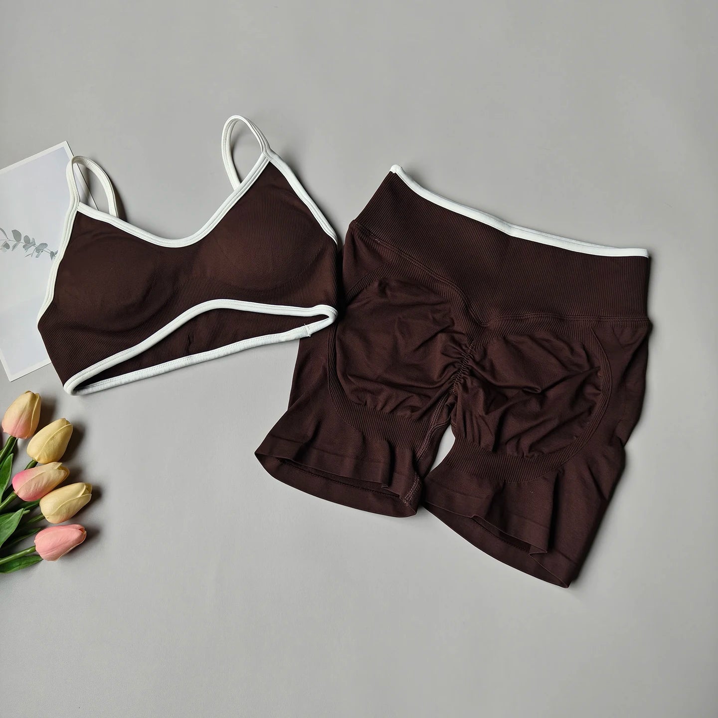 Seamless Yoga Set for Women High Waist Bra and Shorts