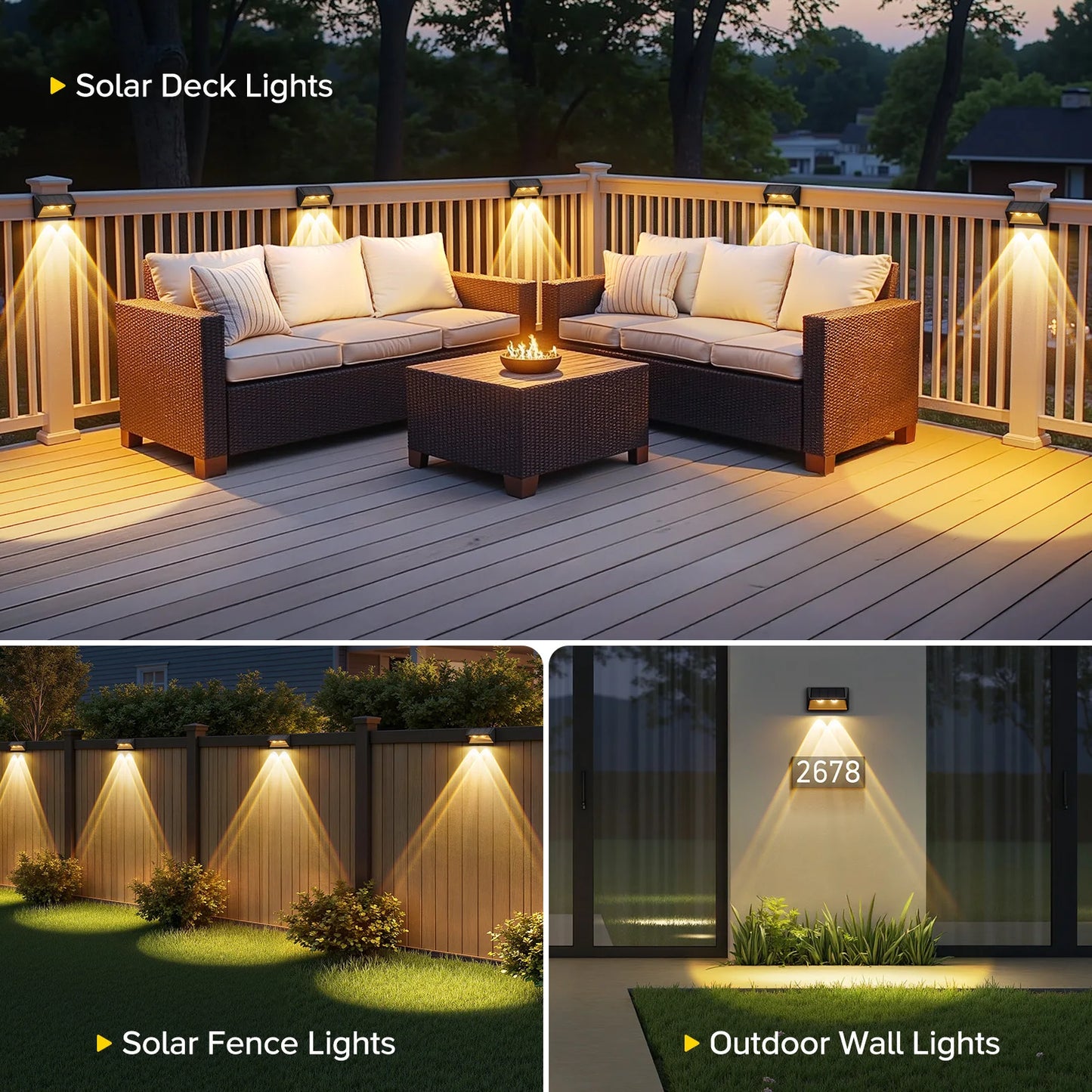 KPSTEK Solar Fence and Step Lights LED for Outdoors Yards