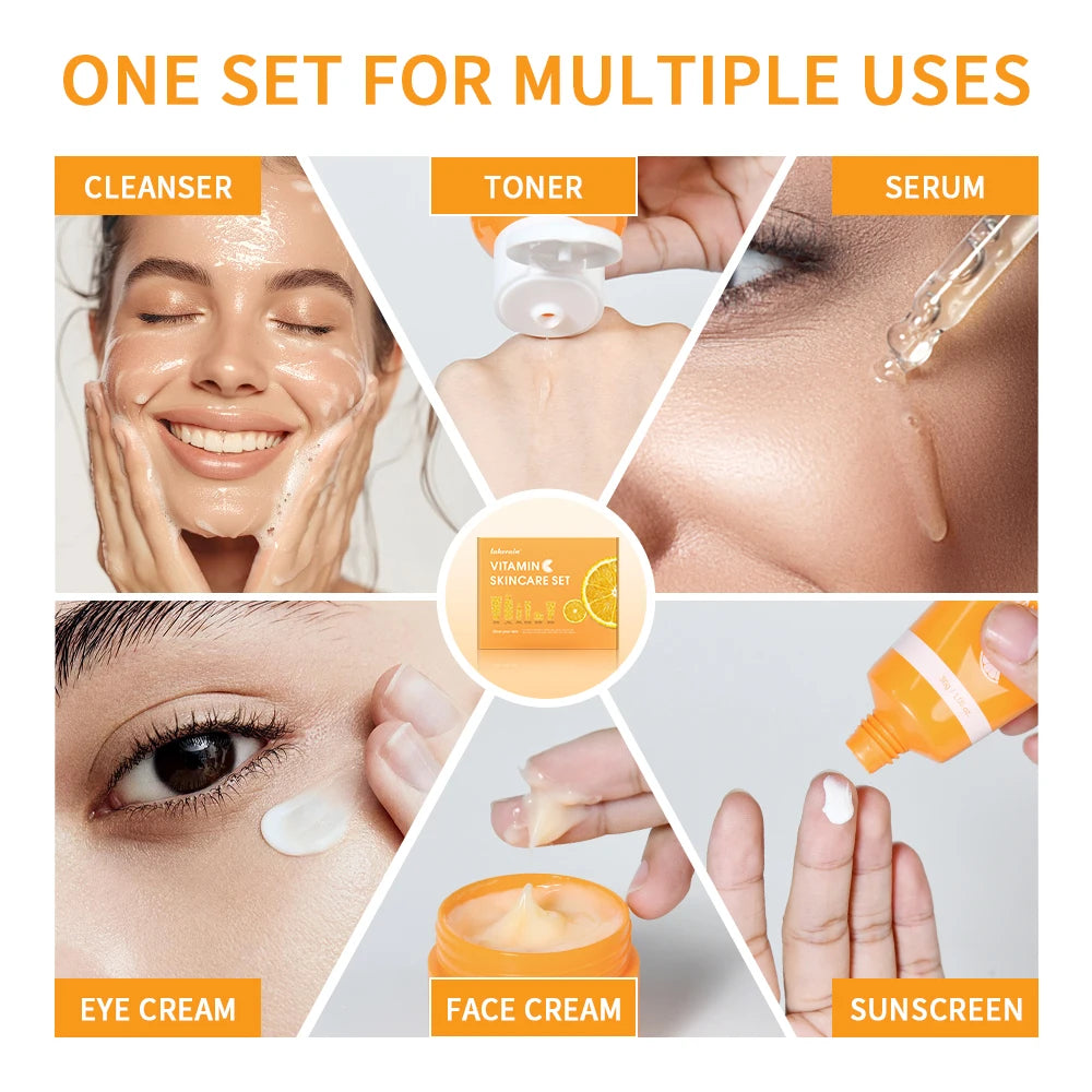 Lakerain Vitamin C Skin Care Set 6pcs Kit Brightening