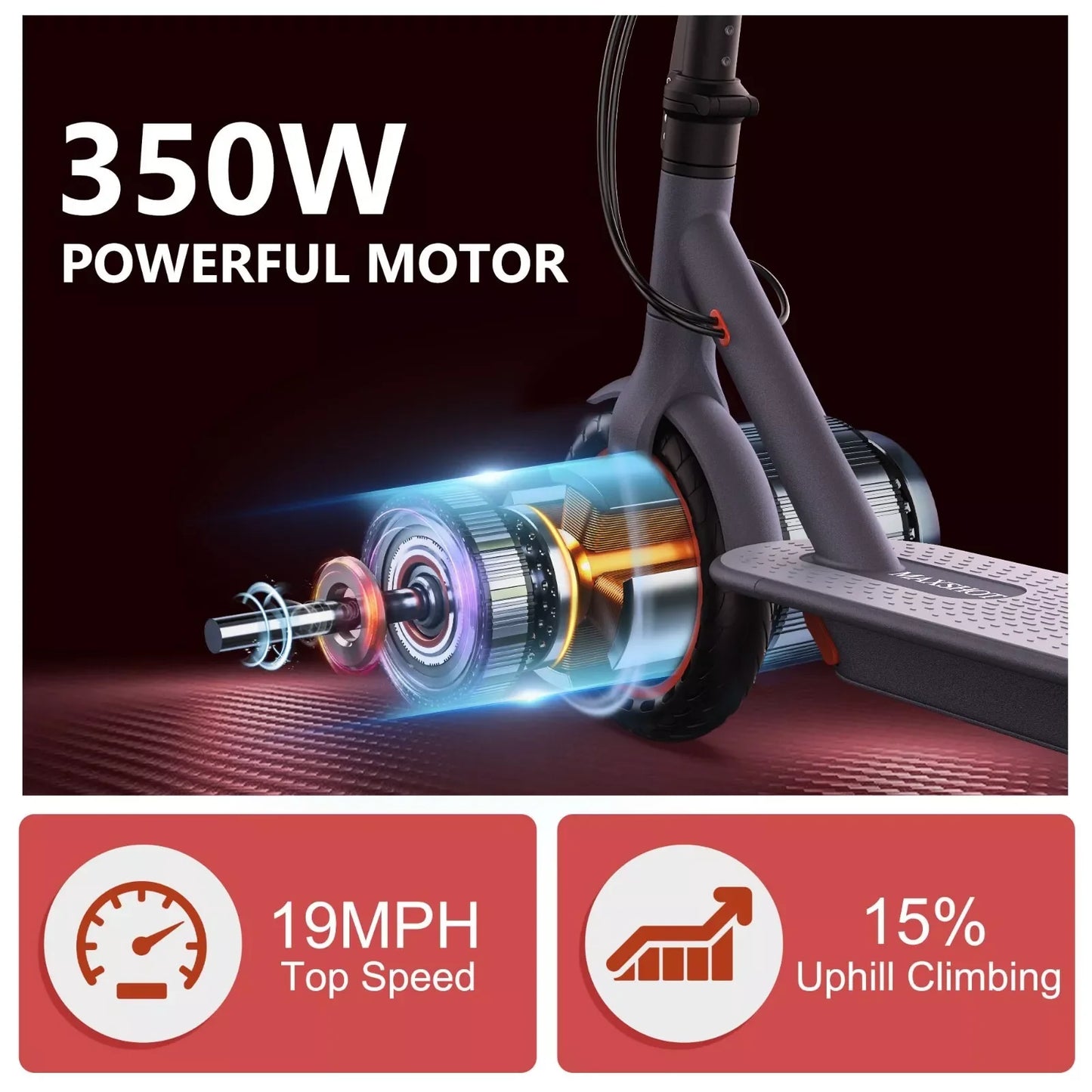 Ladped Electric Scooter 350W 19MPH With App Control
