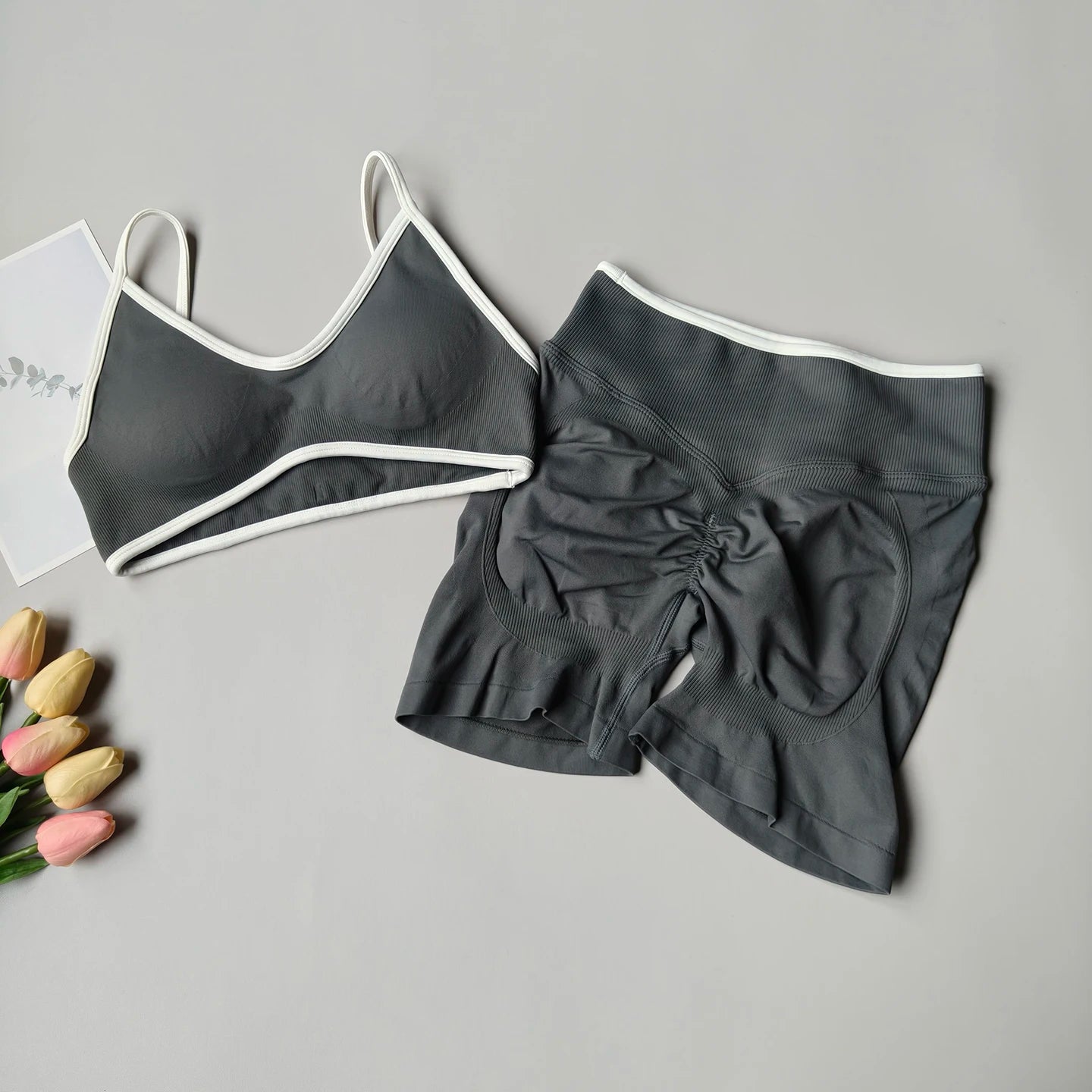 Seamless Yoga Set for Women High Waist Bra and Shorts