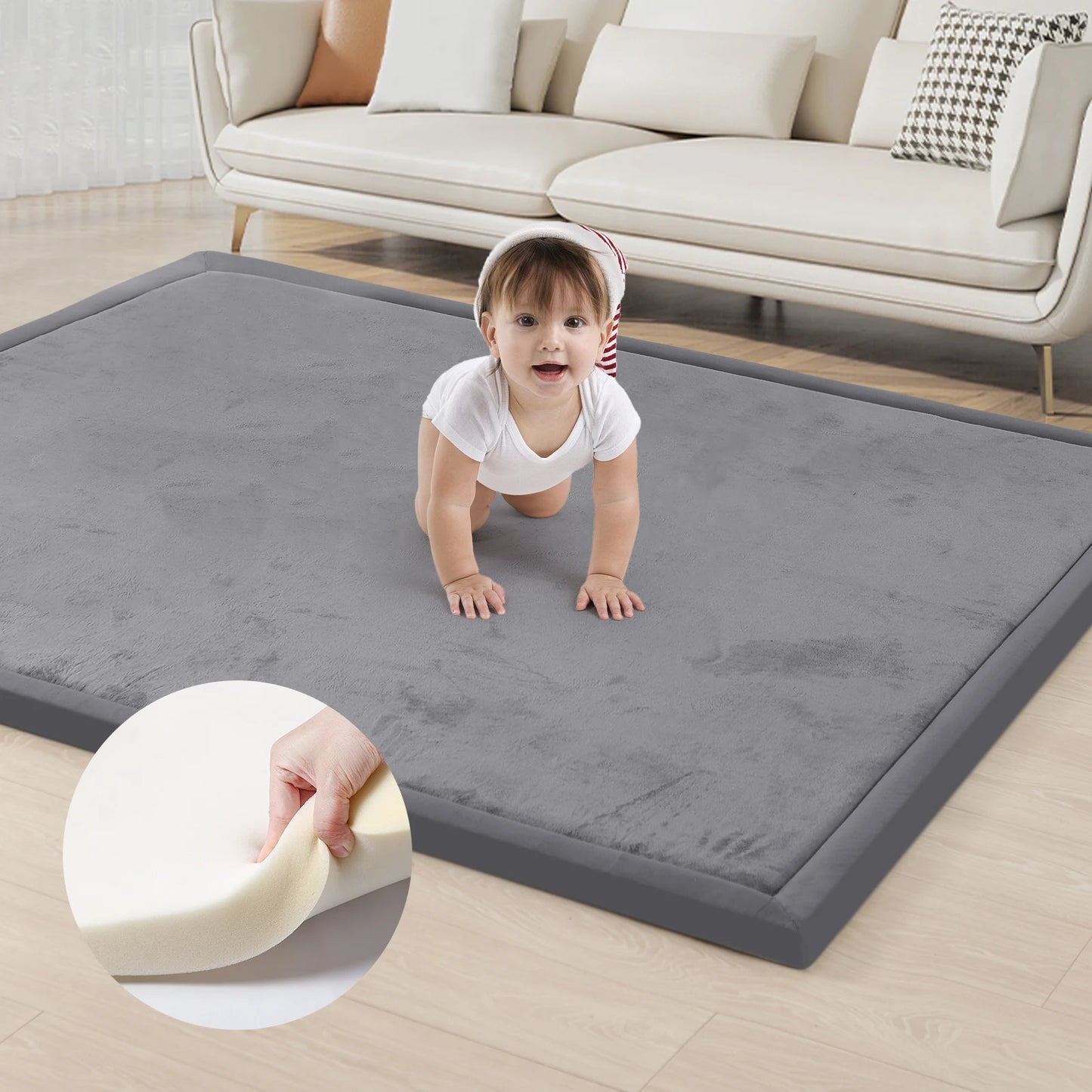 Huloo Sleep Memory Foam Play Mat Carpet For Living Room