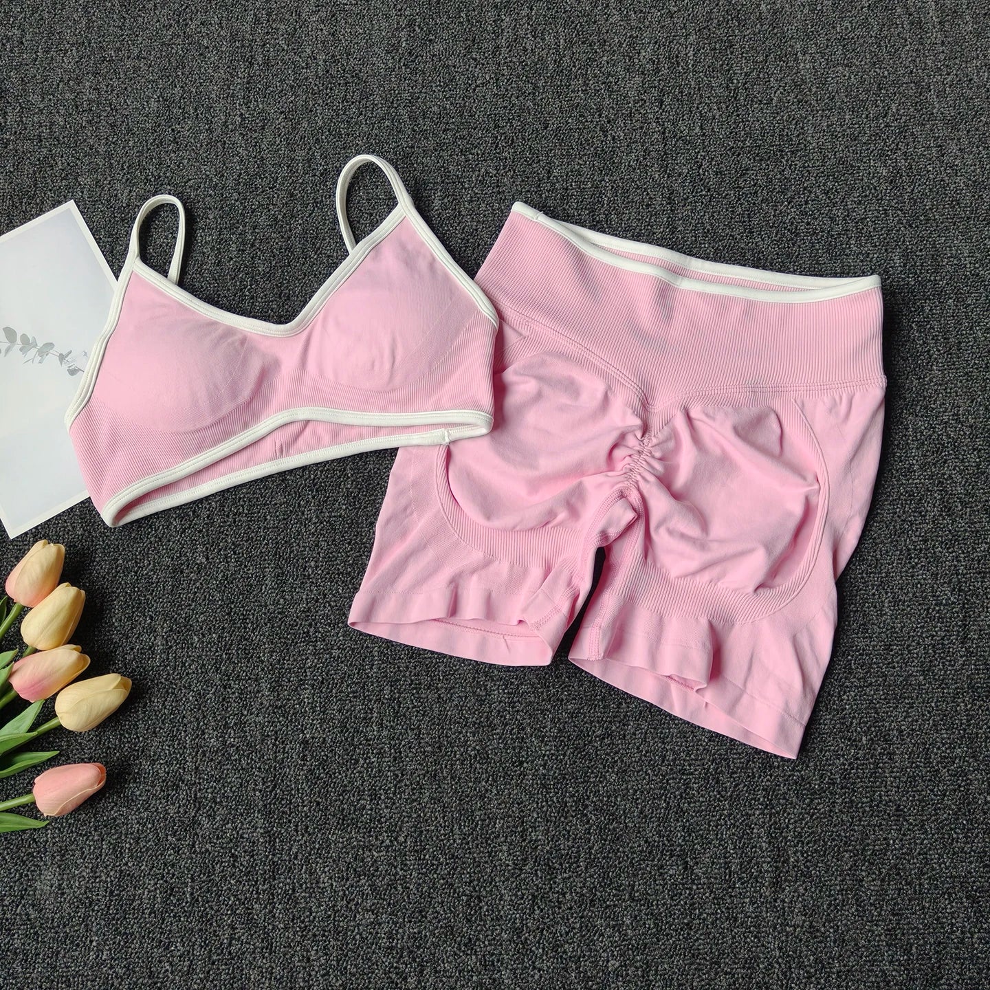 Seamless Yoga Set for Women High Waist Bra and Shorts