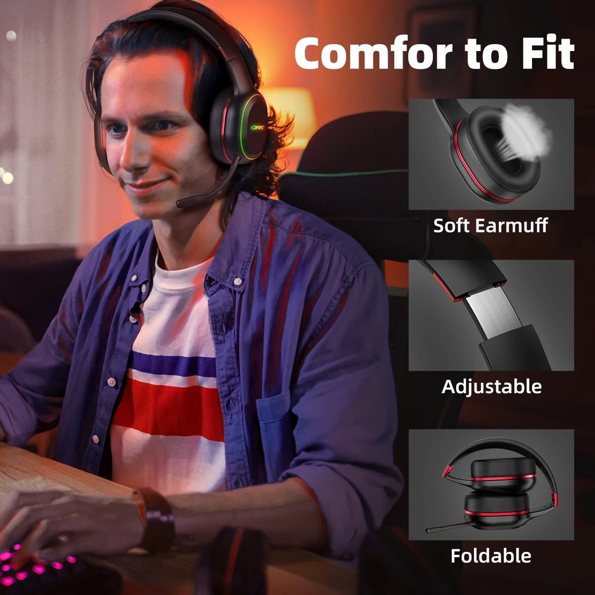 Picun UG05 Gaming Headphones Wireless Headset BT5.0 With Mic