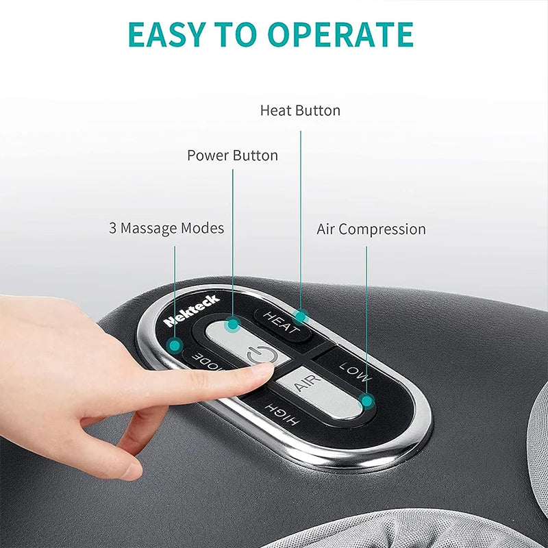 Nekteck Foot Massager Air Compression Heating Shiatsu Kneading Roller