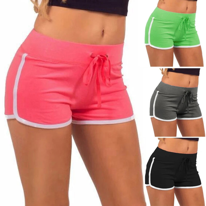 Women Cotton Yoga Shorts Quick Dry Elastic Waist Casual