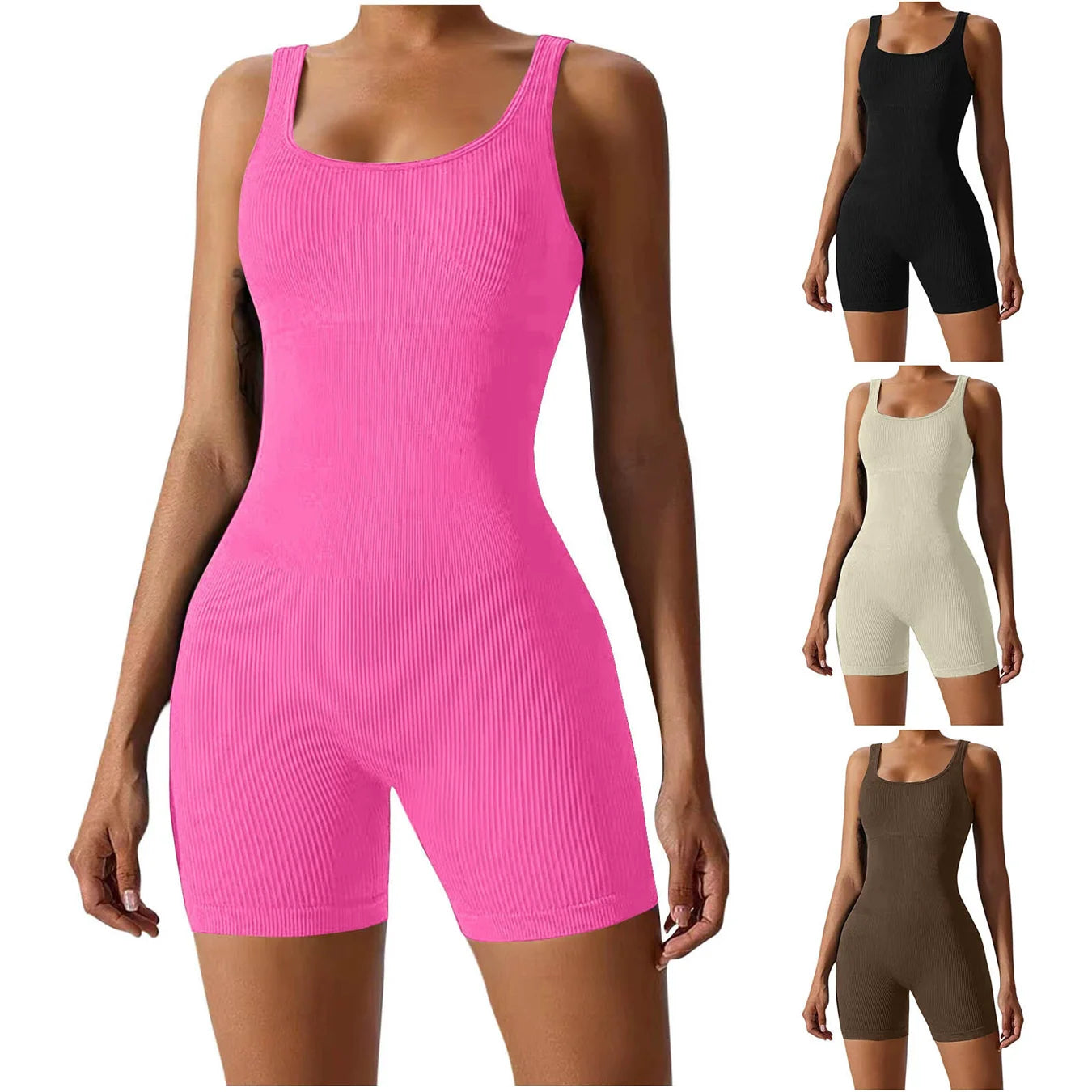 Womens Seamless Short Tracksuit Yoga Set One Piece Bodysuit