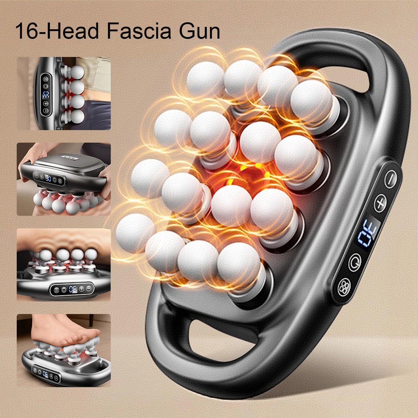 Foreverlily 16 Head Fascia Gun High Frequency Massage Gun