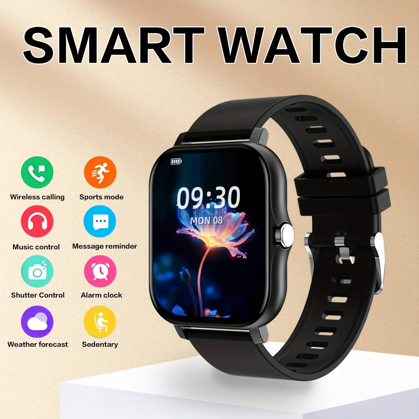 LAXASFIT Smartwatch Bluetooth Calling Heart Rate Monitor Android iOS