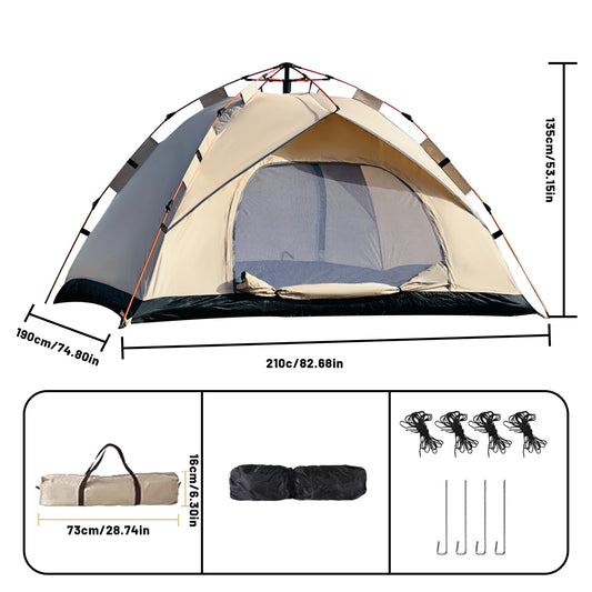 Pakicetus Windproof Camping Tent Easy Setup for Three to Four