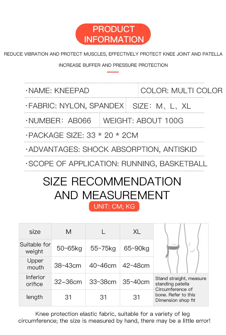 Cotton Knee Pad Strap Patella Medial Support Meniscus Protection Brace