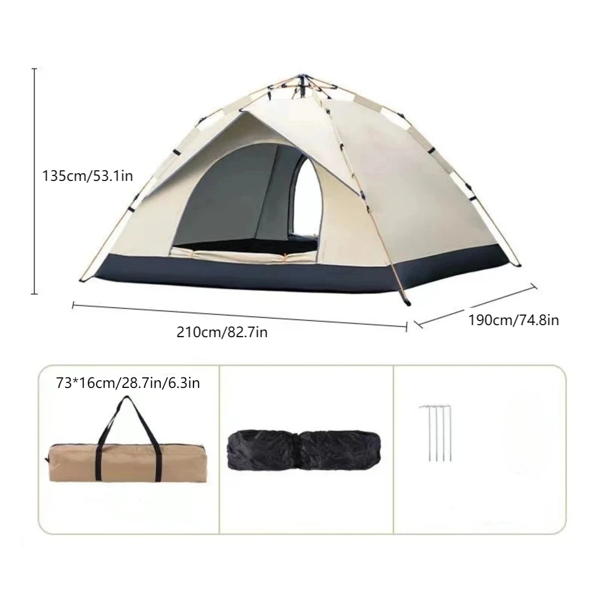 Pakicetus Outdoor Automatic Tent With Rainproof Design Two Door