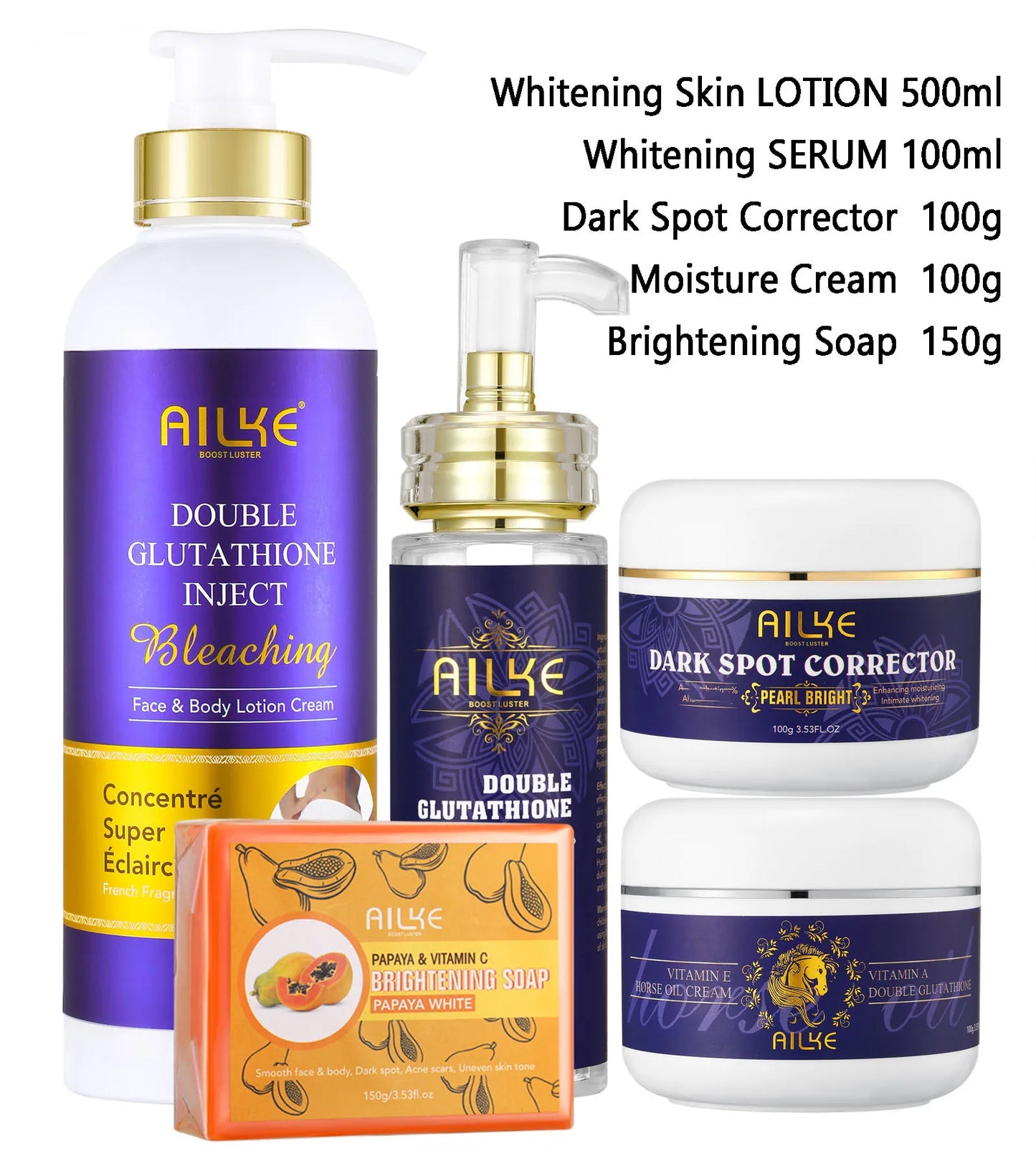 AILKE Double Glutathione Whitening Skin Care for Even Tone