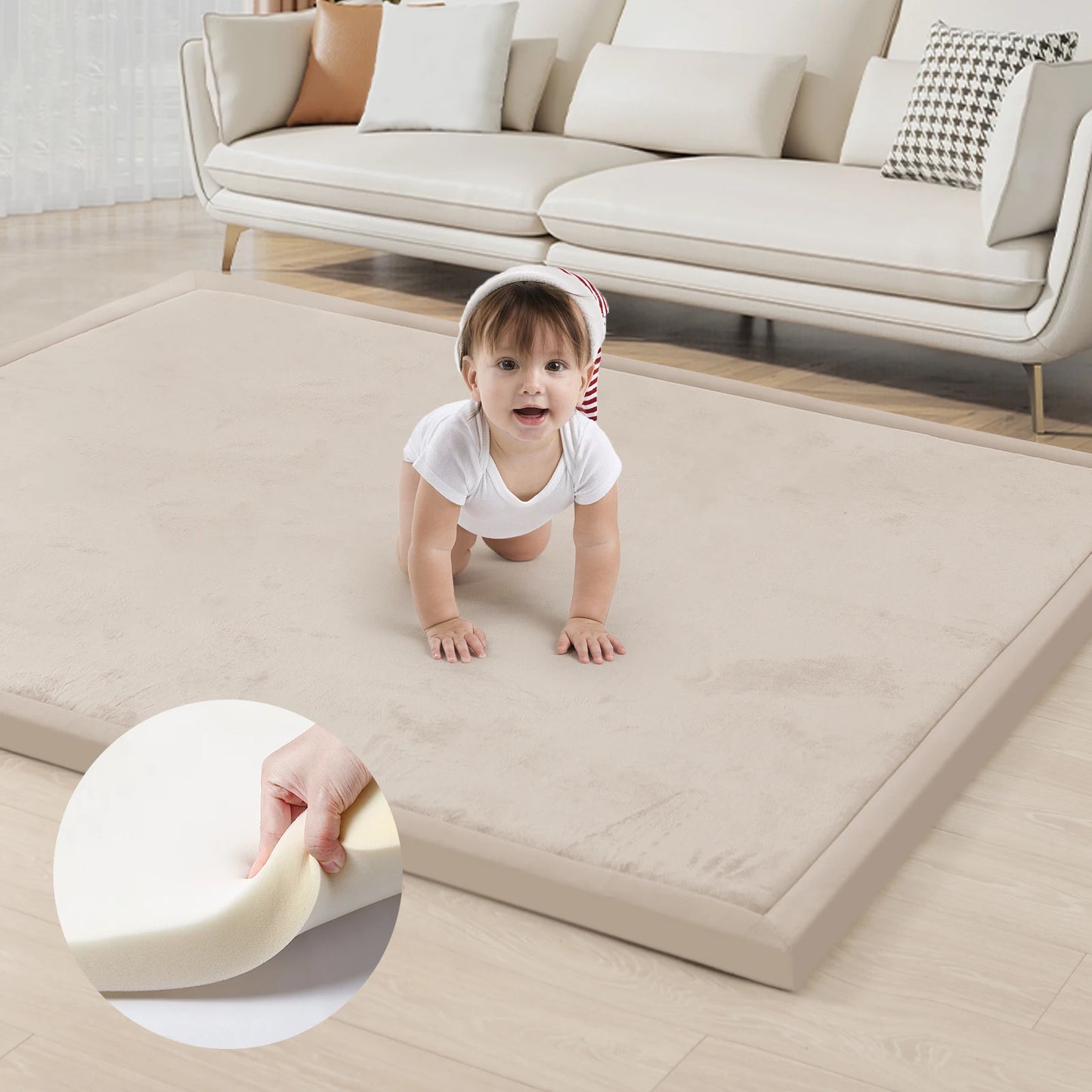 Huloo Sleep Memory Foam Play Mat Carpet For Living Room