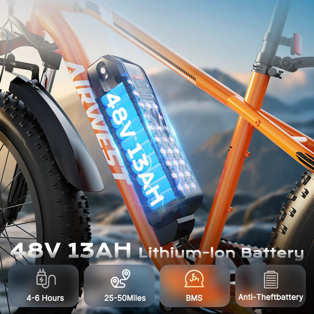 NONEM X26T Fat Tire Electric Mountain Bike 750W Peak 48V