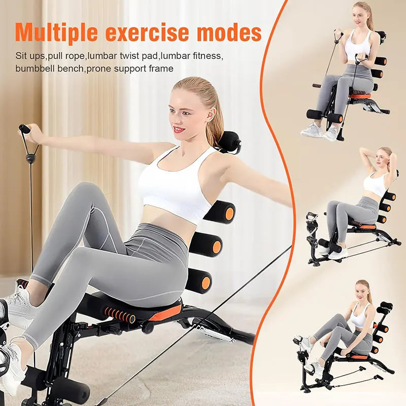 KBQ Foldable Abdominal Exercise Bench 6-In-1 Core Trainer
