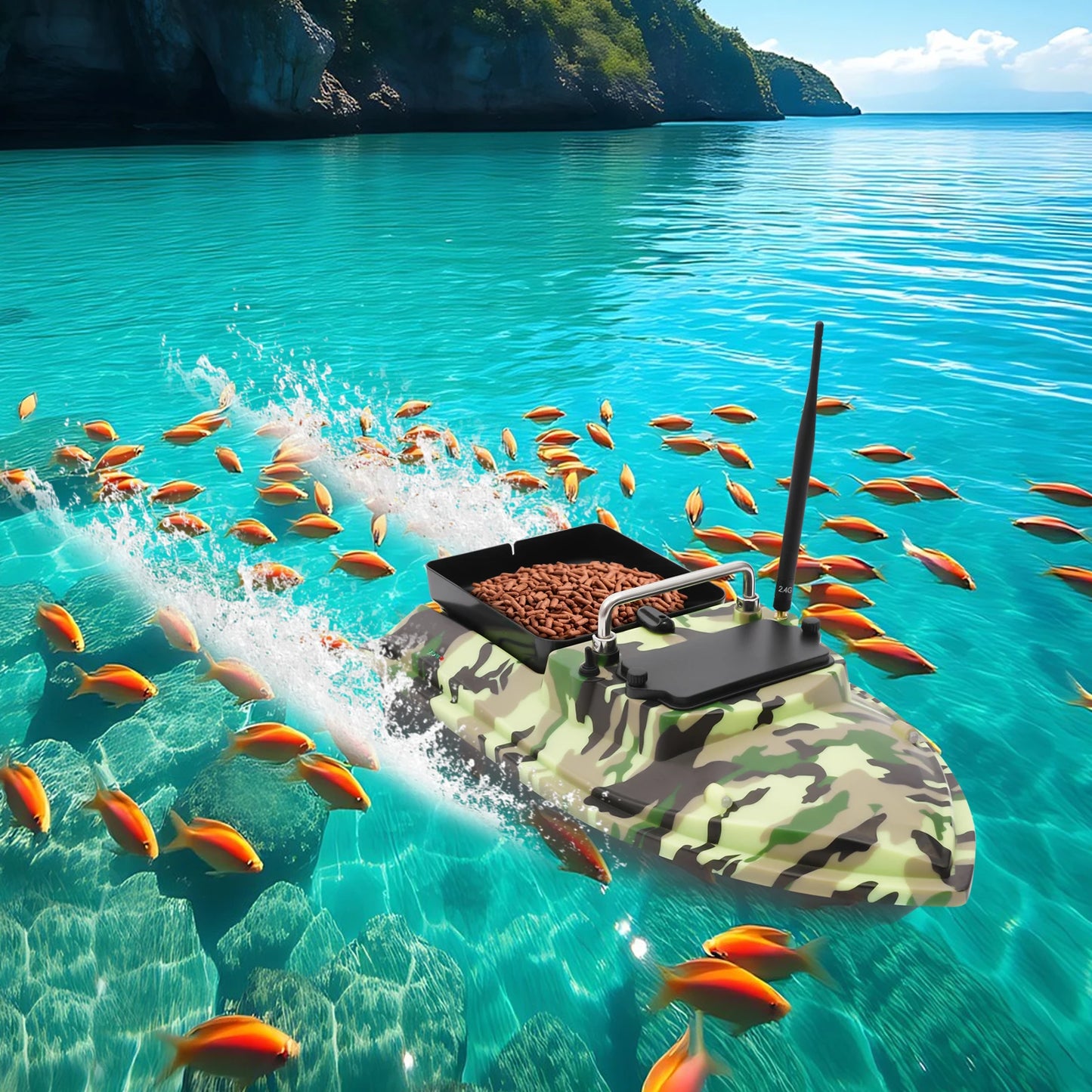 Dual Motor Fishing Bait Boat With Bag And 500m Remote