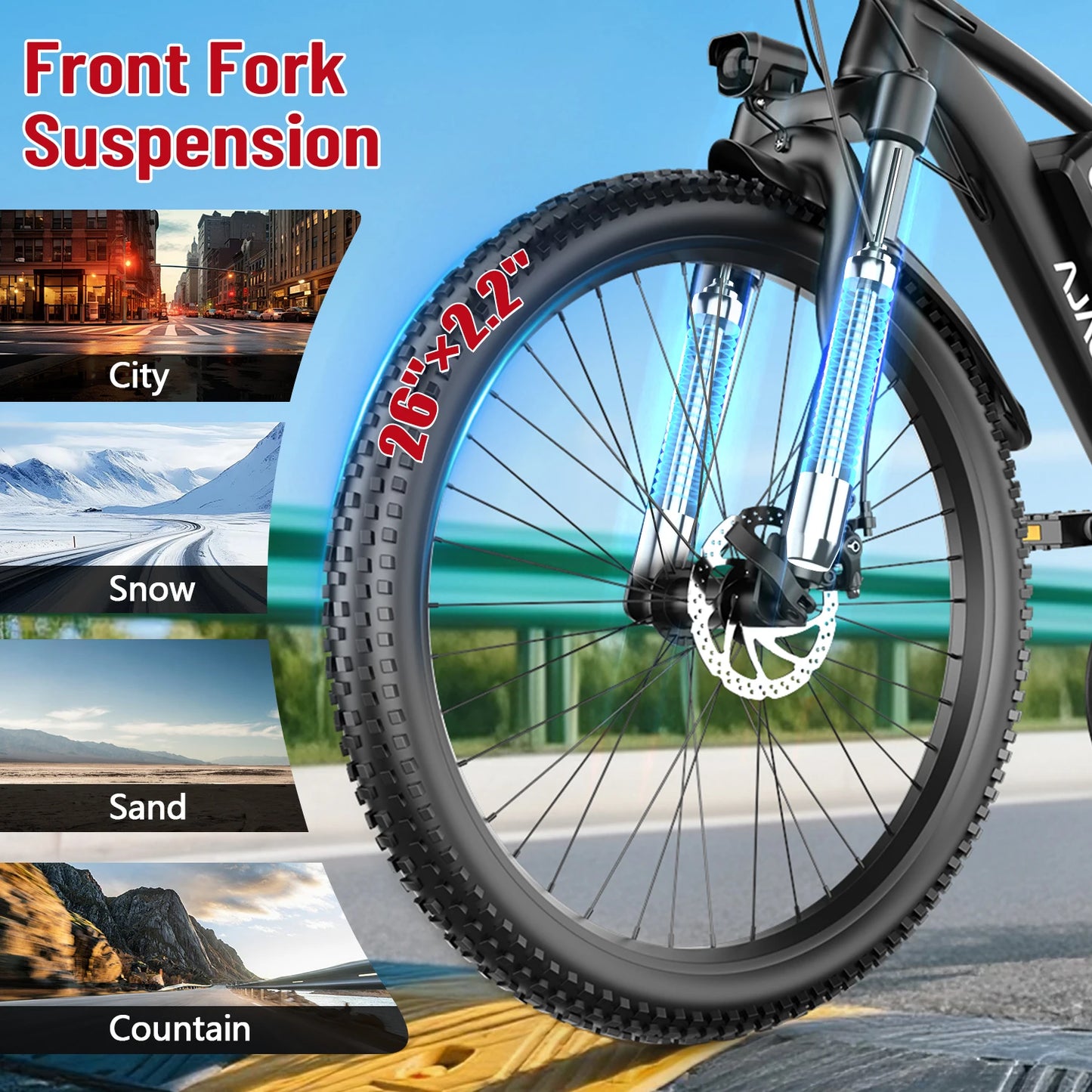 X-koala Electric Bike 1000W Peak Motor 25MPH 7 Speed