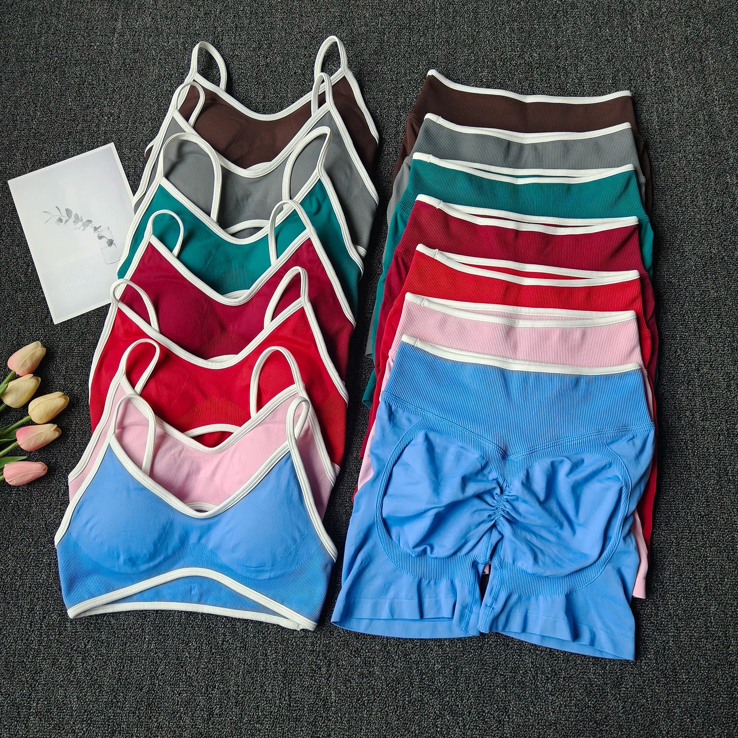 Seamless Yoga Set for Women High Waist Bra and Shorts