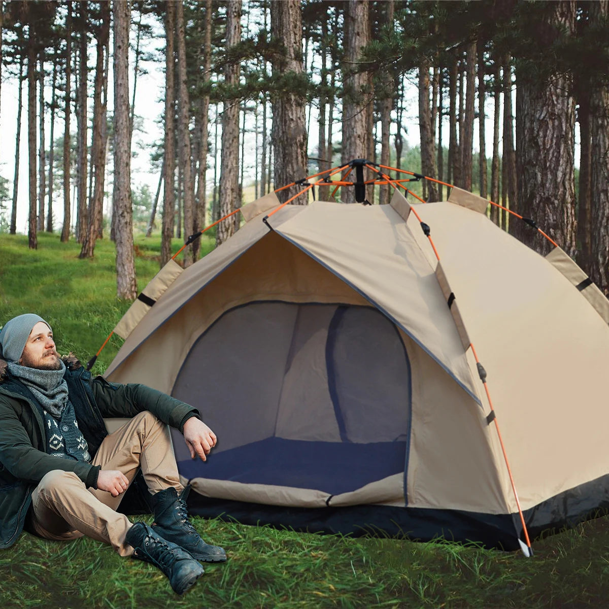 Pakicetus Outdoor Automatic Tent With Rainproof Design Two Door