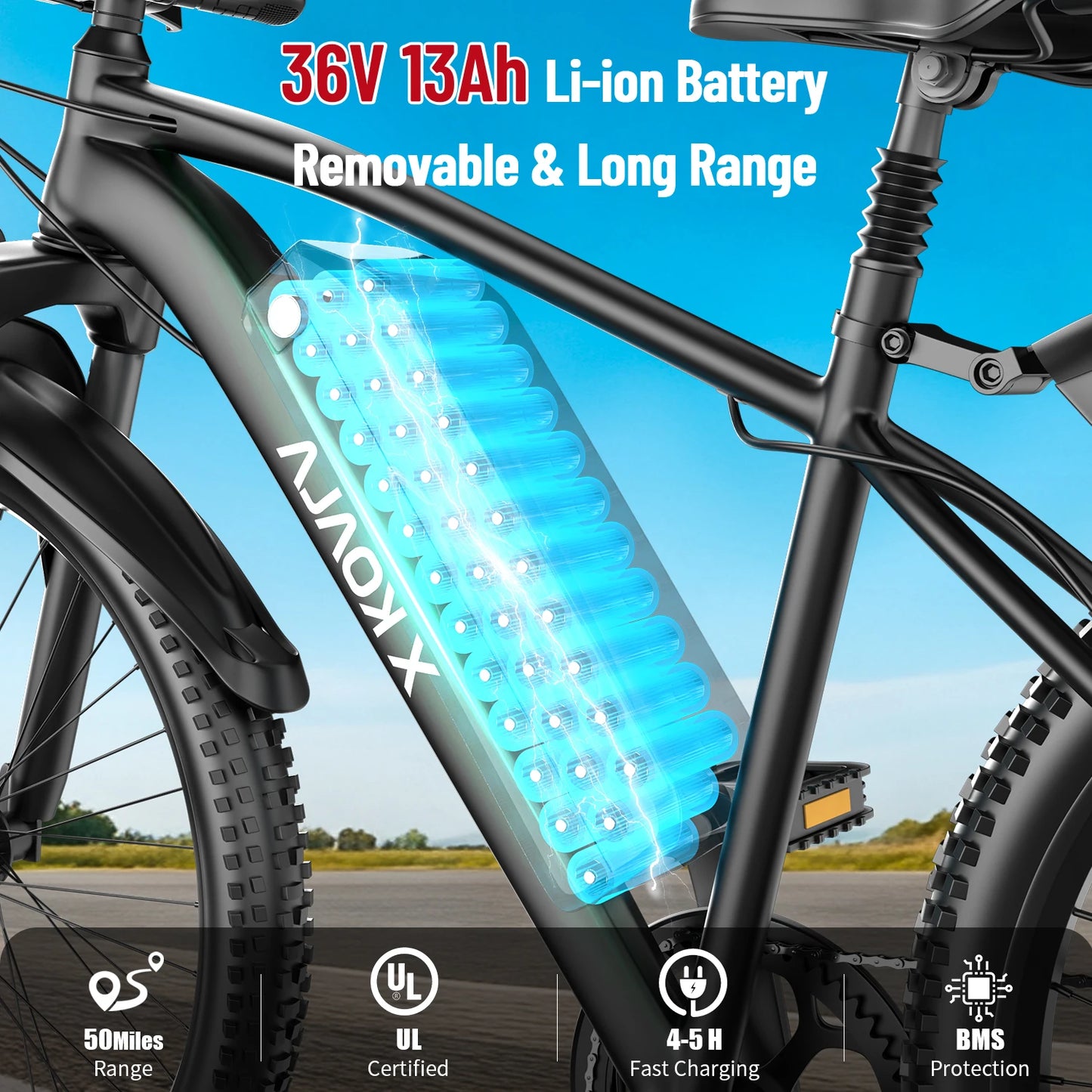 X-koala Electric Bike 1000W Peak Motor 25MPH 7 Speed