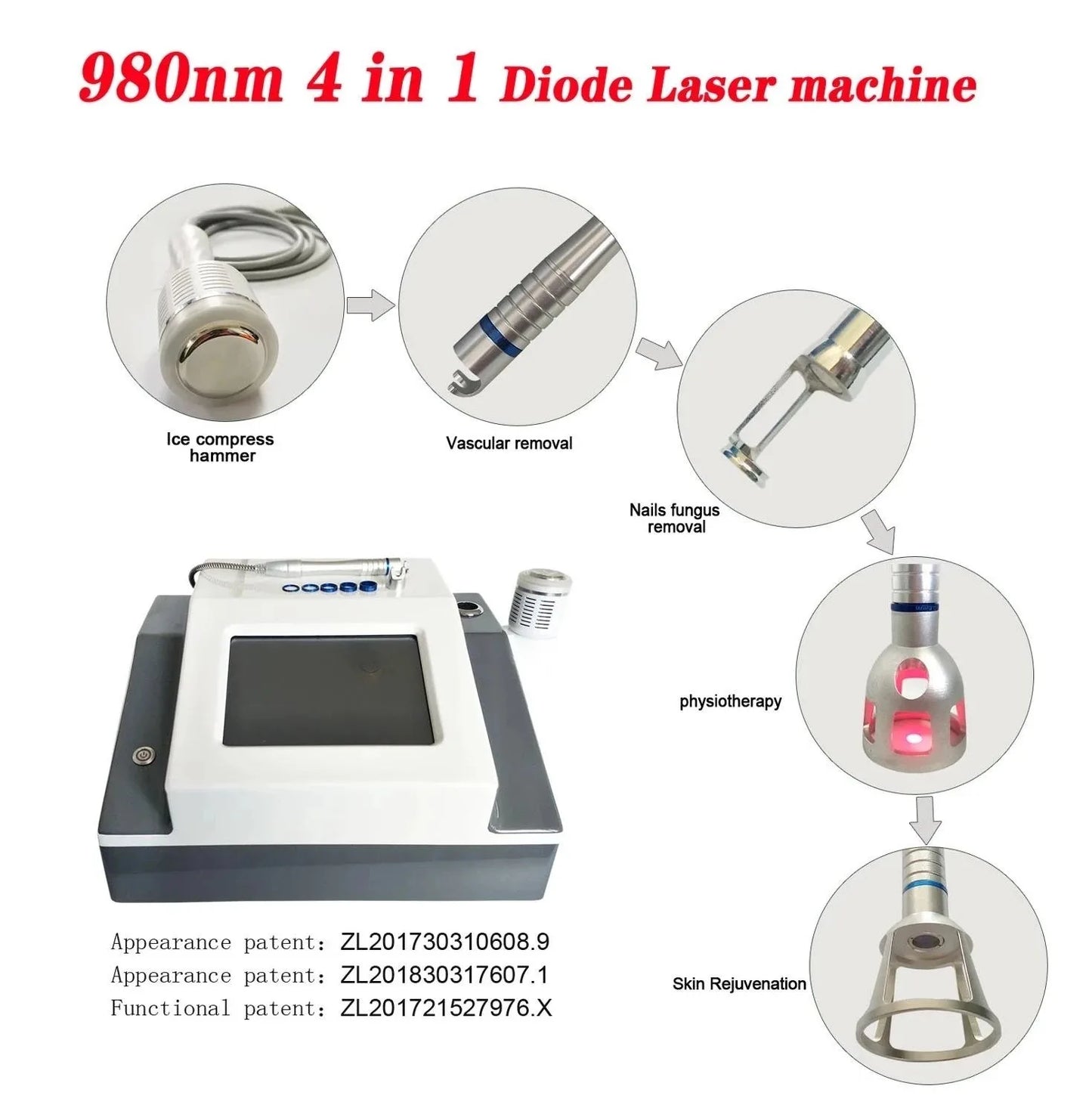 Diode Laser Machine 980nm 1470nm For Face Lift Fat Removal