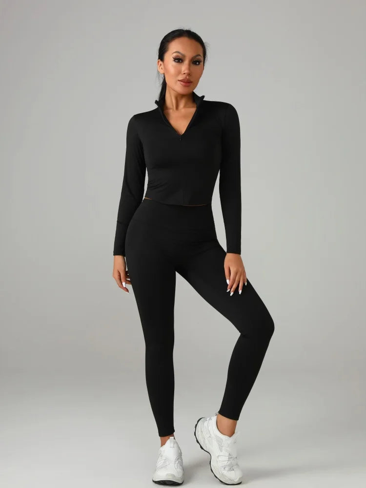 Women's Yoga Set Knit Polyester Fitted Performance Workout Wear