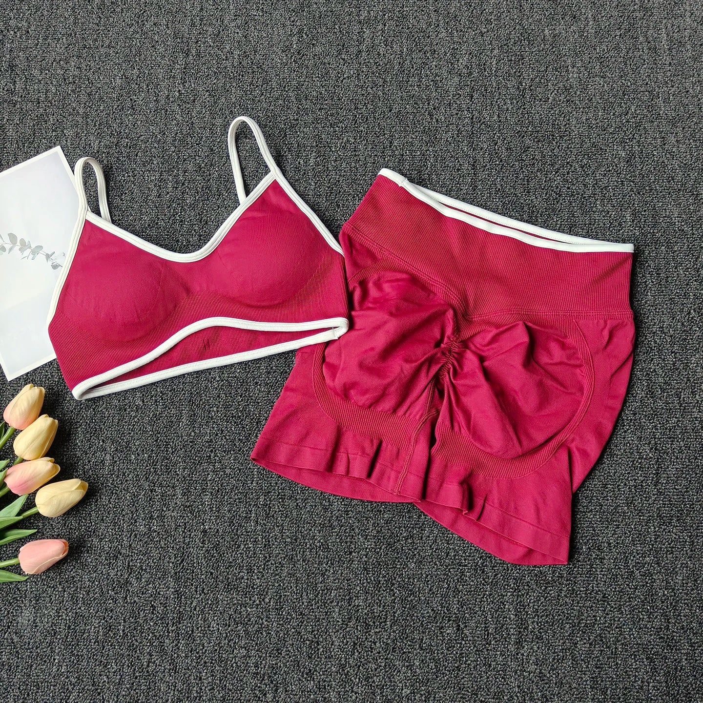 Seamless Yoga Set for Women High Waist Bra and Shorts