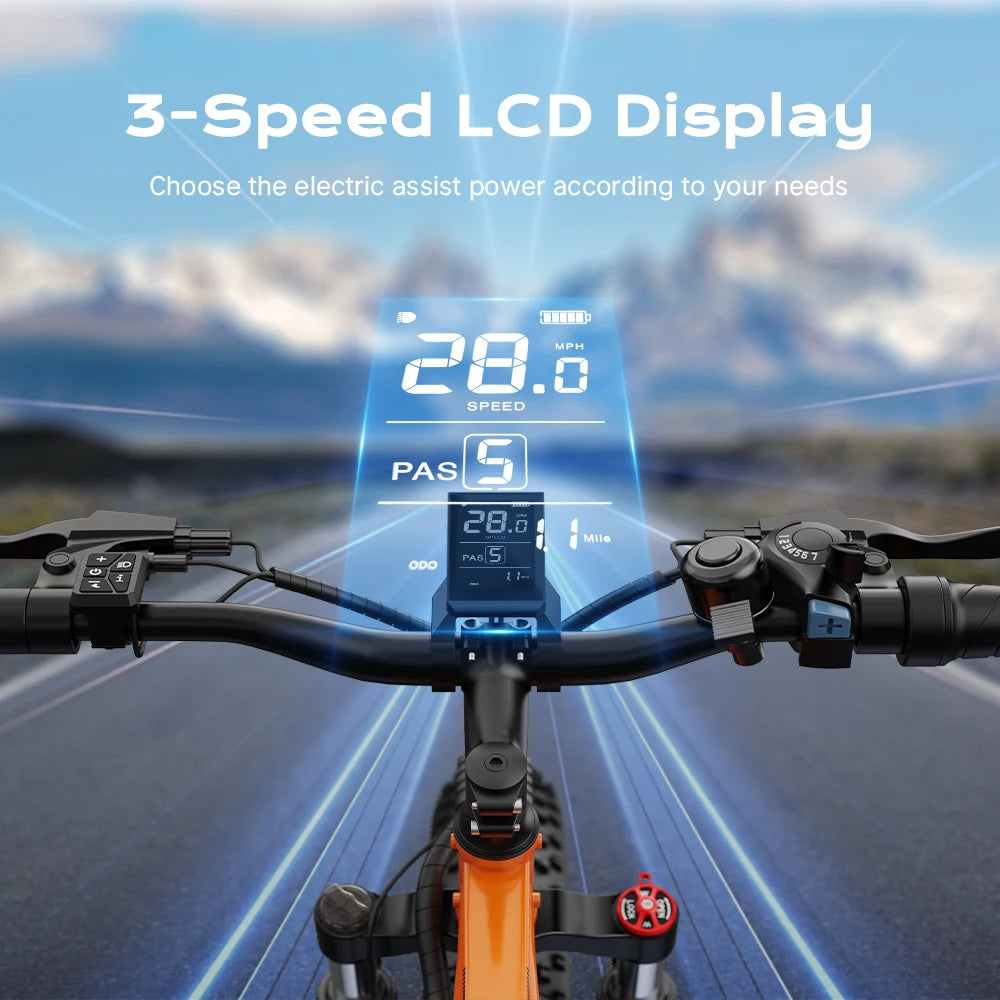 NONEM X26T Fat Tire Electric Mountain Bike 750W Peak 48V