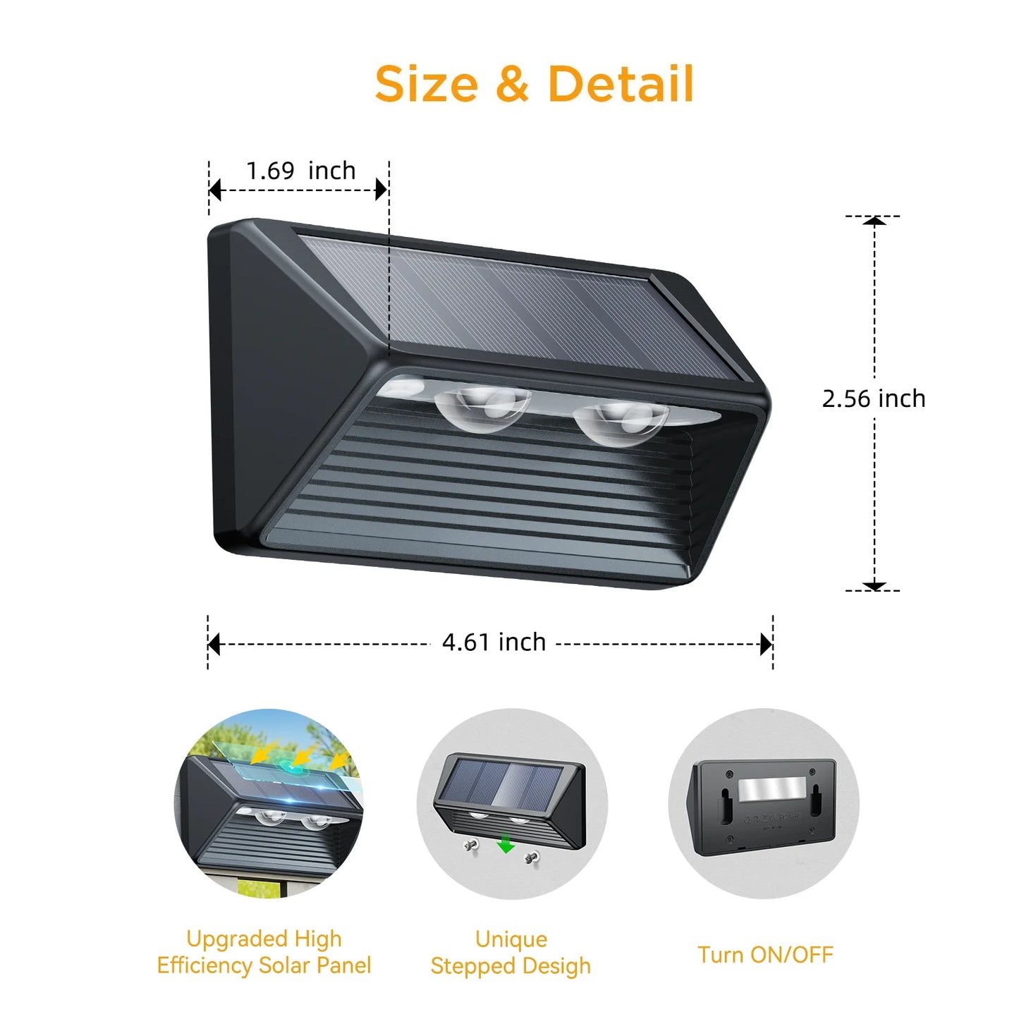KPSTEK Solar Fence and Step Lights LED for Outdoors Yards