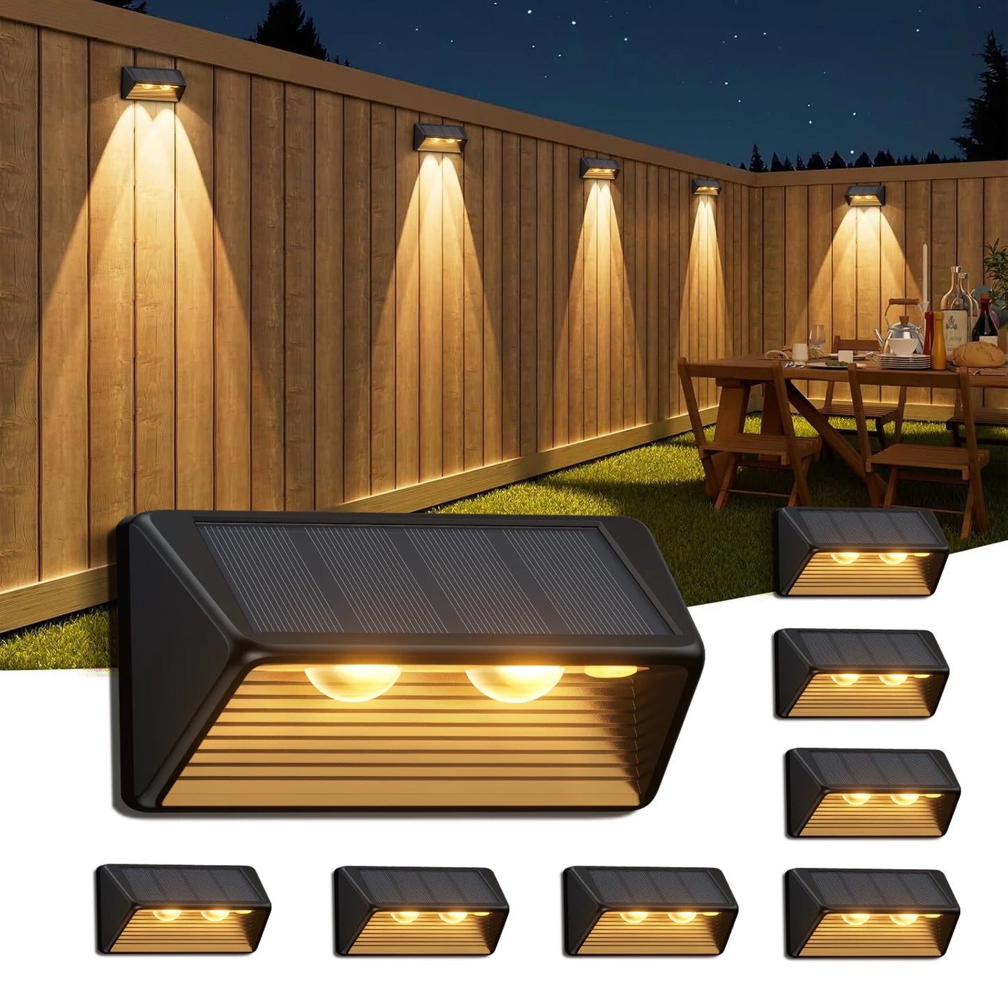 KPSTEK Solar Fence and Step Lights LED for Outdoors Yards