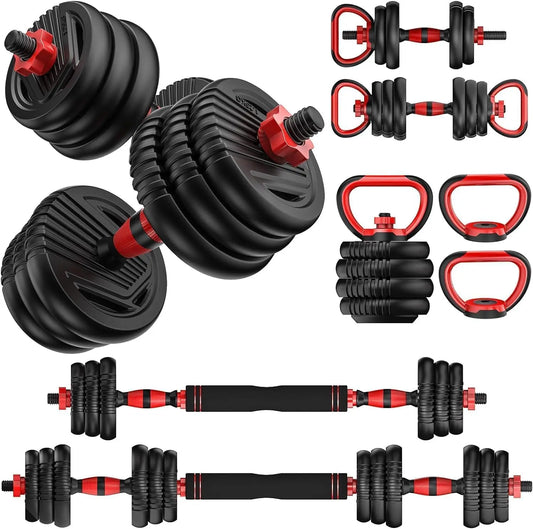 Adjustable 5 in 1 Dumbbell Set 20-90lbs for Home Gym