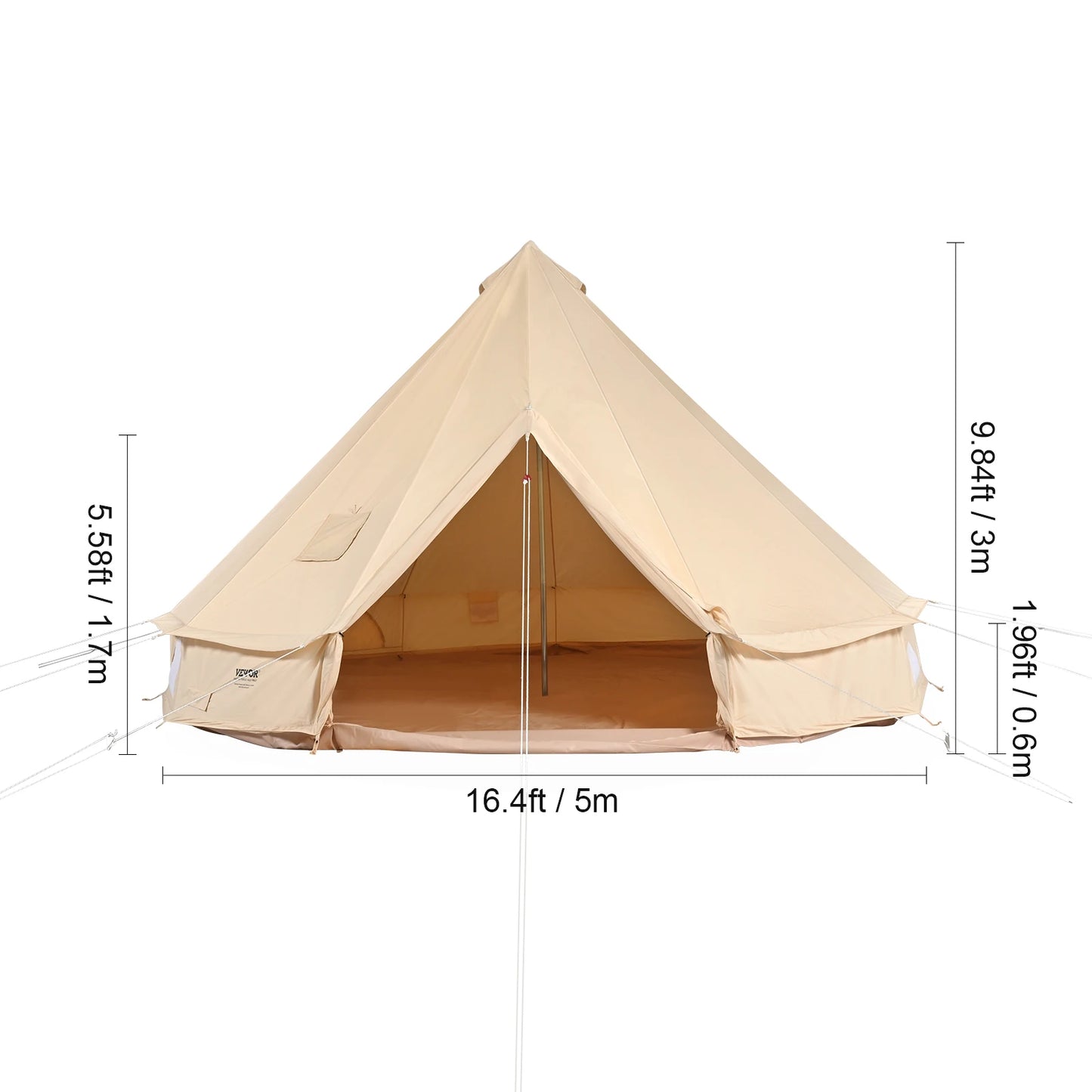 SucceBuy Canvas Bell Tent for Camping Breathable With Stove